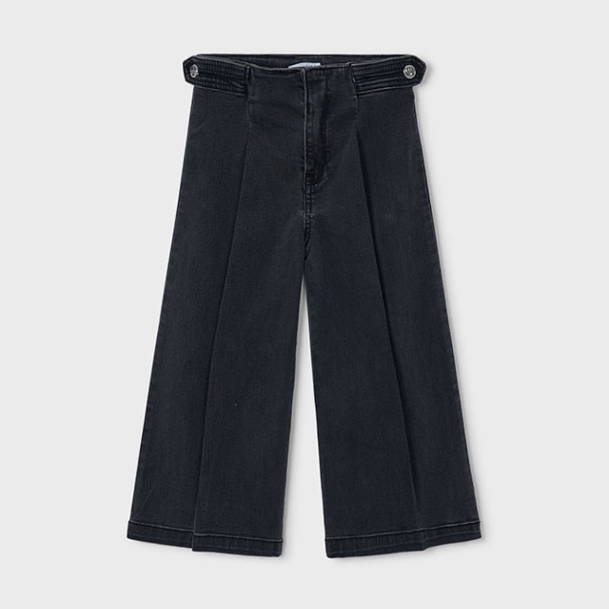 Dark Wash Wide-Leg Pleated Jeans
