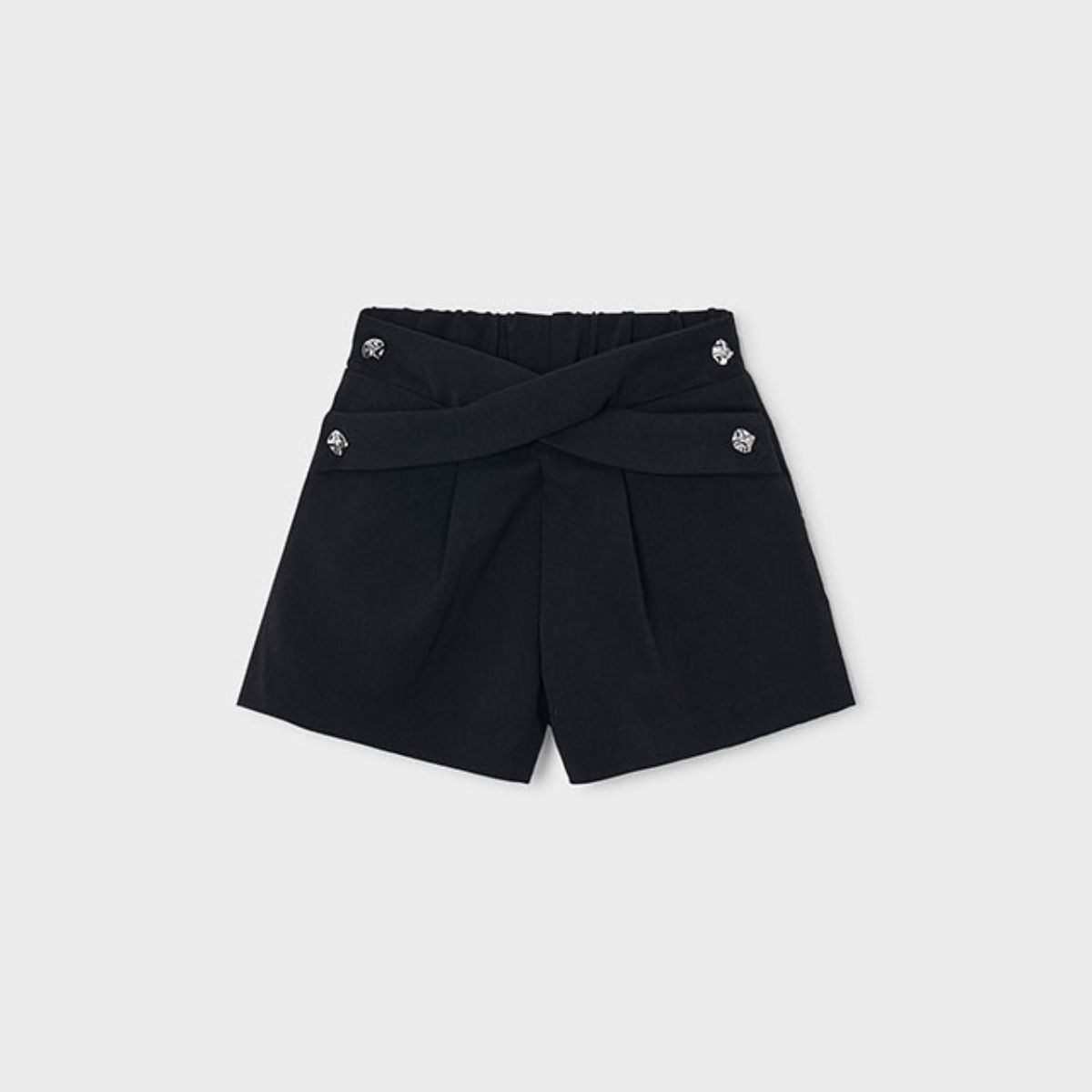 Black Crossover Waist Shorts