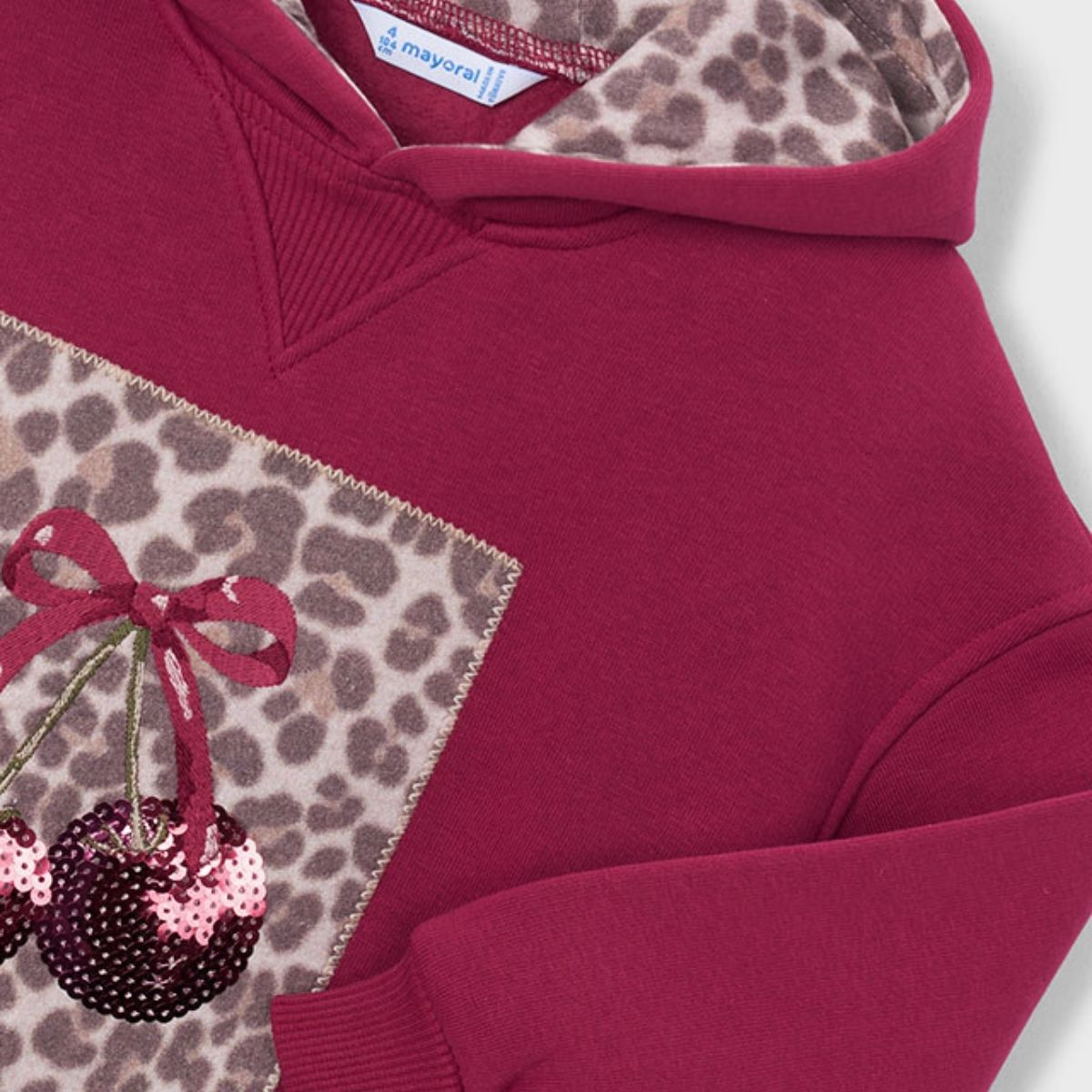 Burgundy Leopard & Cherry Hoodie Dress - Image 3
