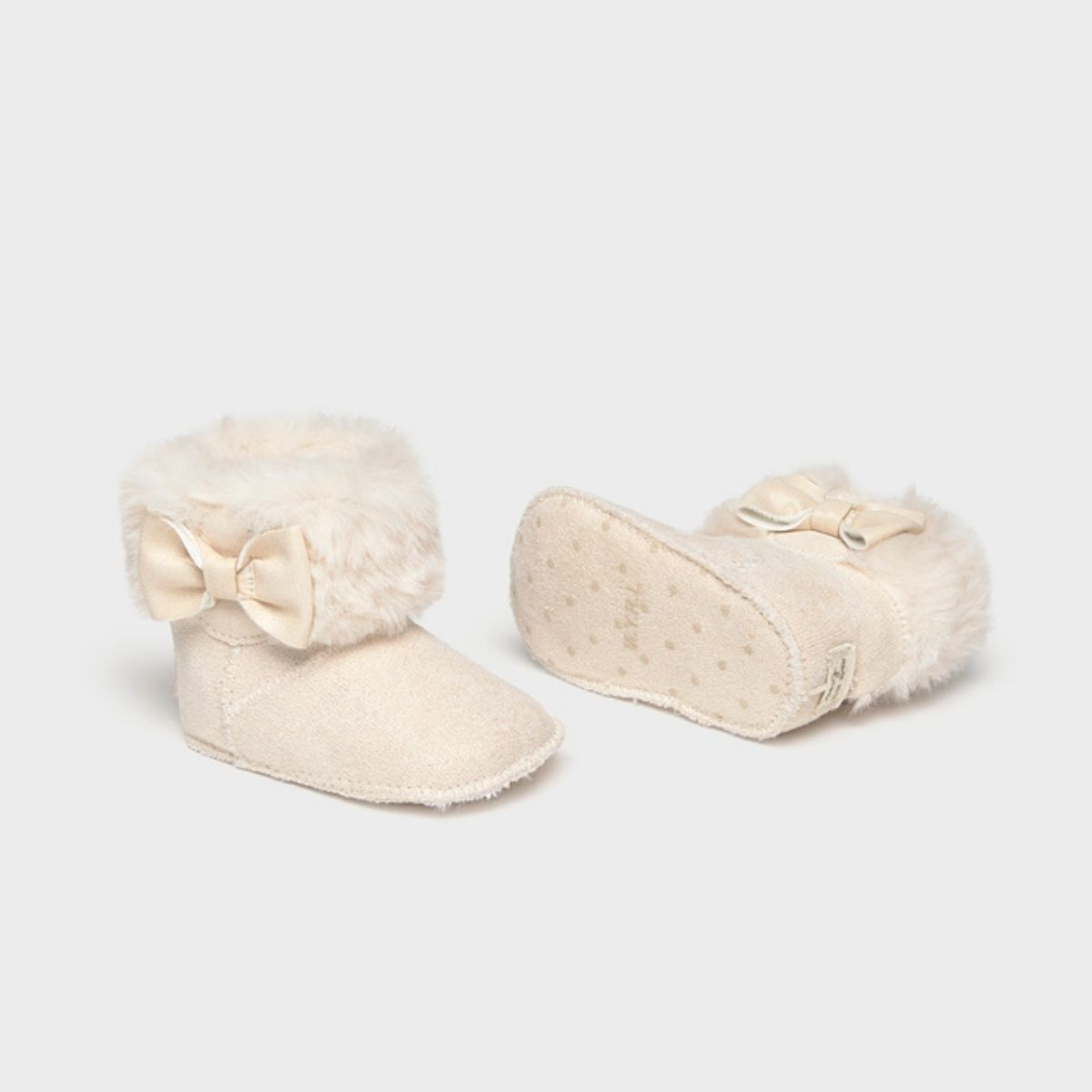 Baby Girls Faux Suede Winter Boots with Fur Trim & Bow