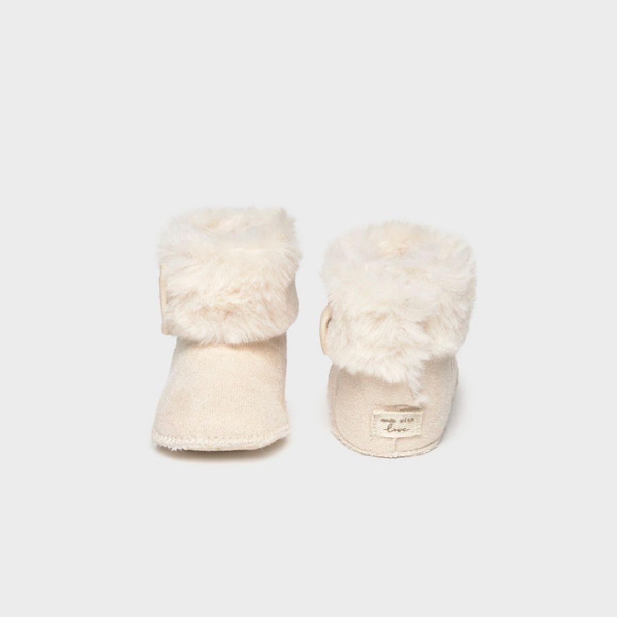 Baby Girls Faux Suede Winter Boots with Fur Trim & Bow - Image 2