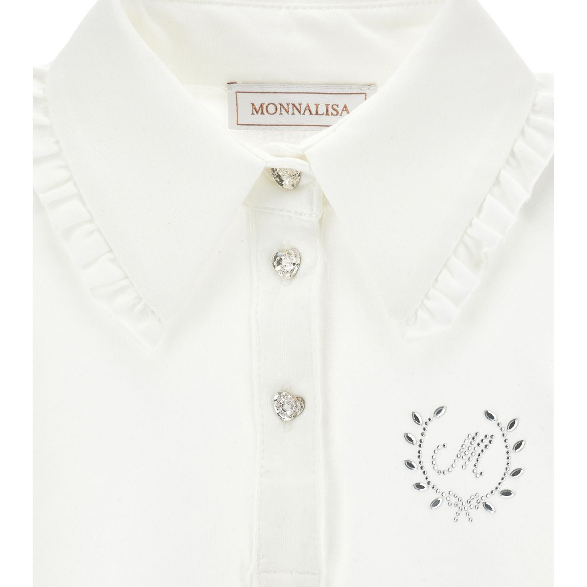 Polo Shirt With Rhinestones And Ruffles - Image 3