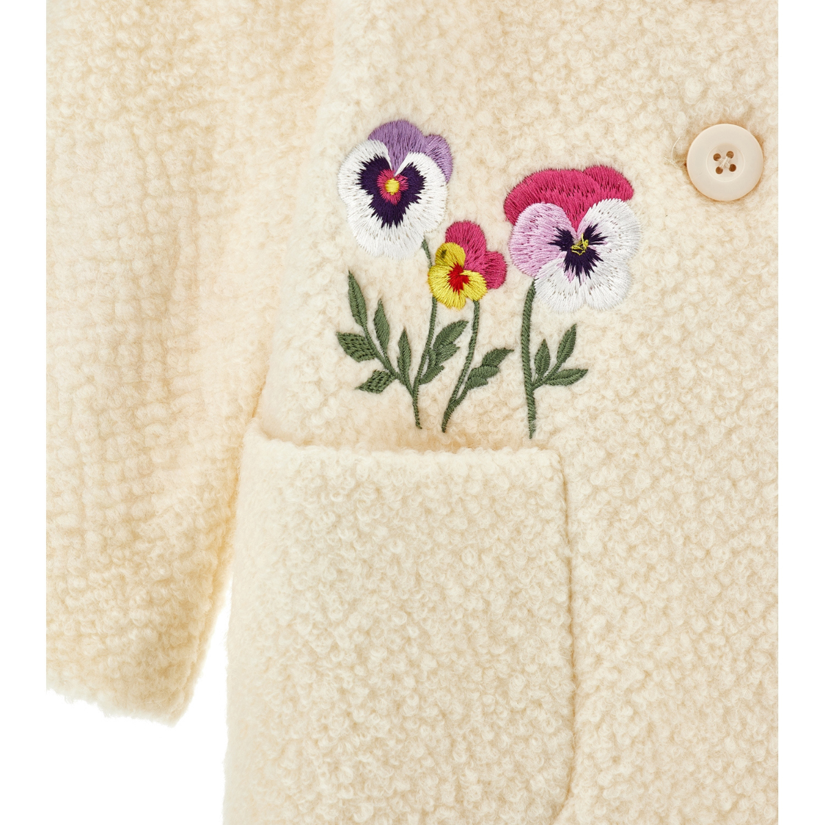 Embroidered Flower Coat with Buttons - Image 3