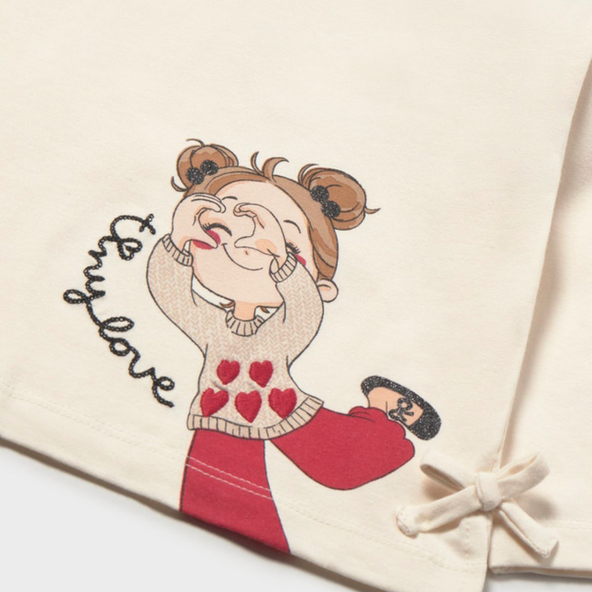 Tiny Love" Bow-Tie T-Shirt & Heart Leggings Set - Image 4