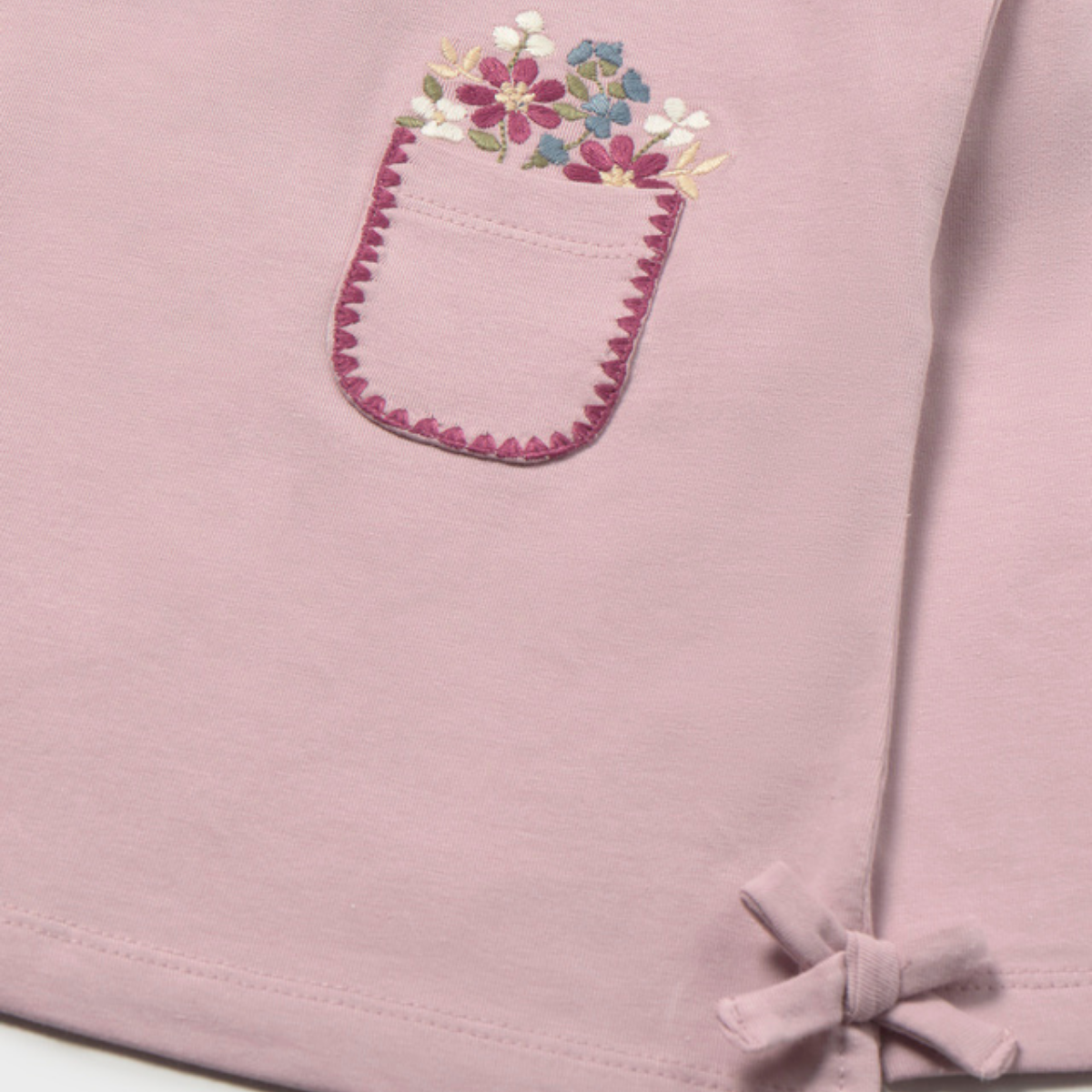 Long Sleeve Top with Embroidered Floral Pocket Detail - Image 3