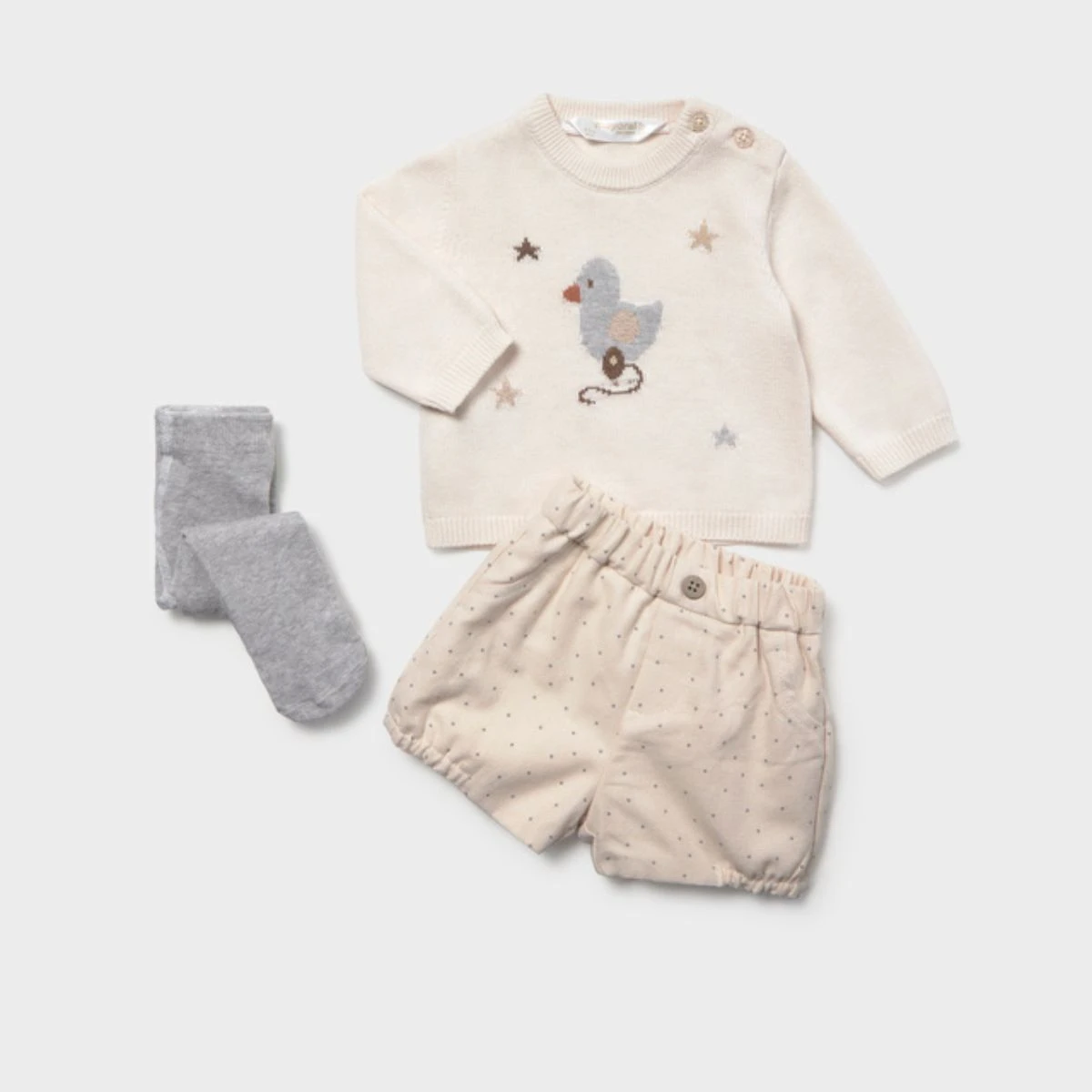 3-Piece Luxury Knitted Jumper, Shorts & Tights Set