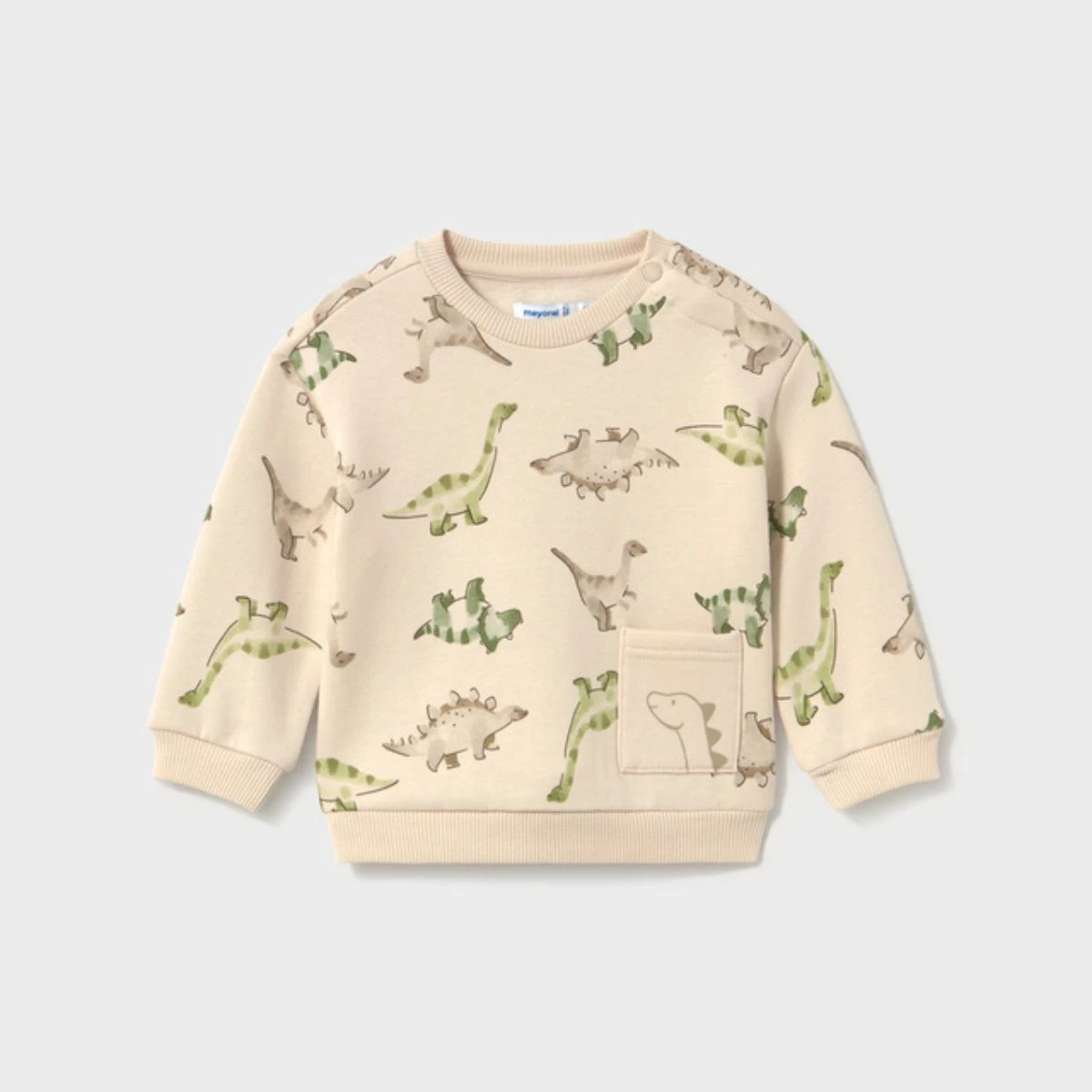 Beige & Green Little Dinosaurs Fleece Sweatsuit Set - Image 2