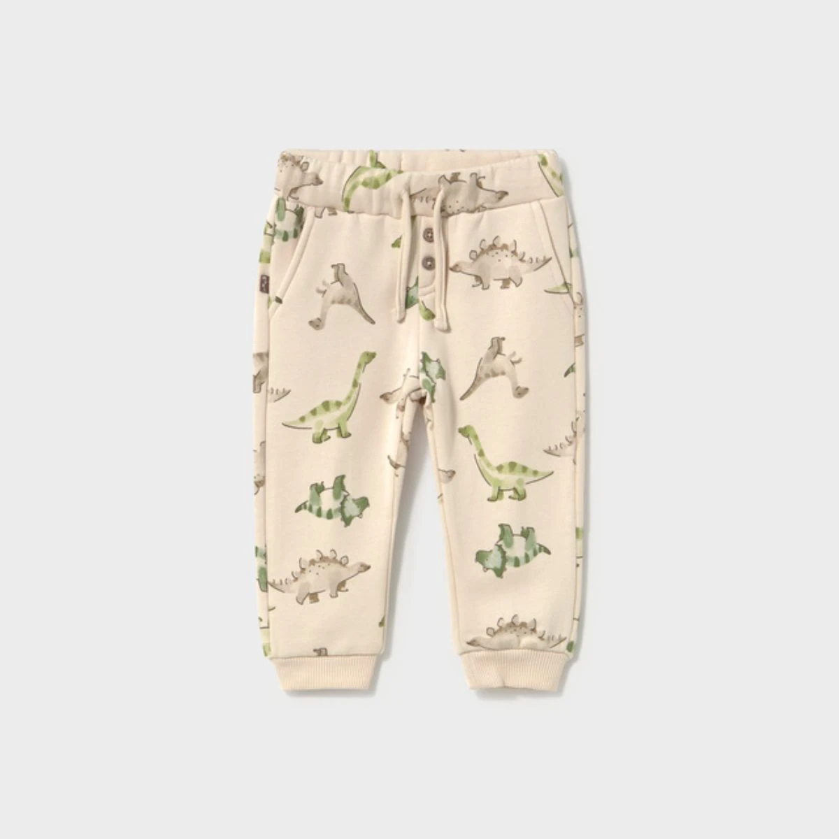 Beige & Green Little Dinosaurs Fleece Sweatsuit Set - Image 4