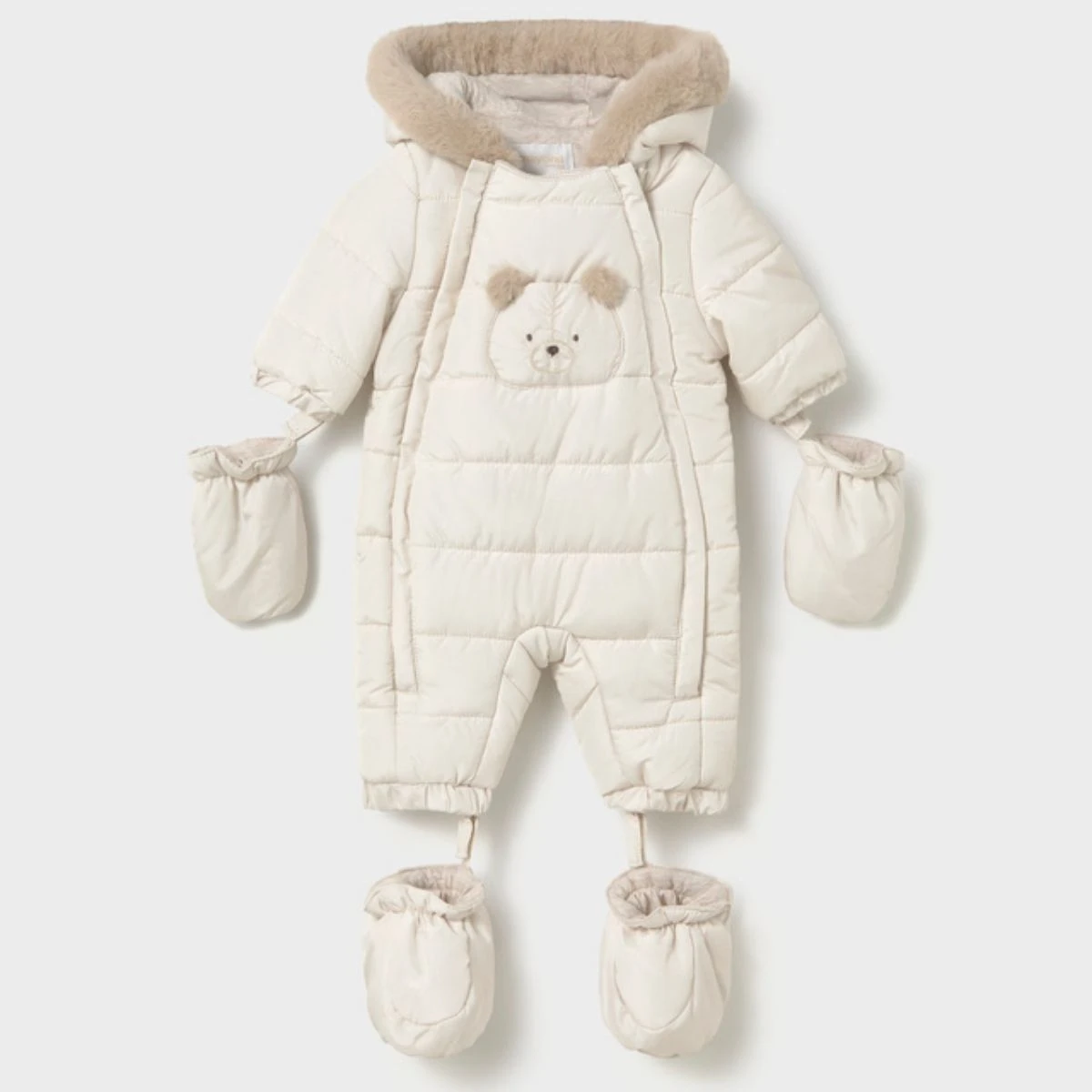 Off-White Padded Teddy Snowsuit Set