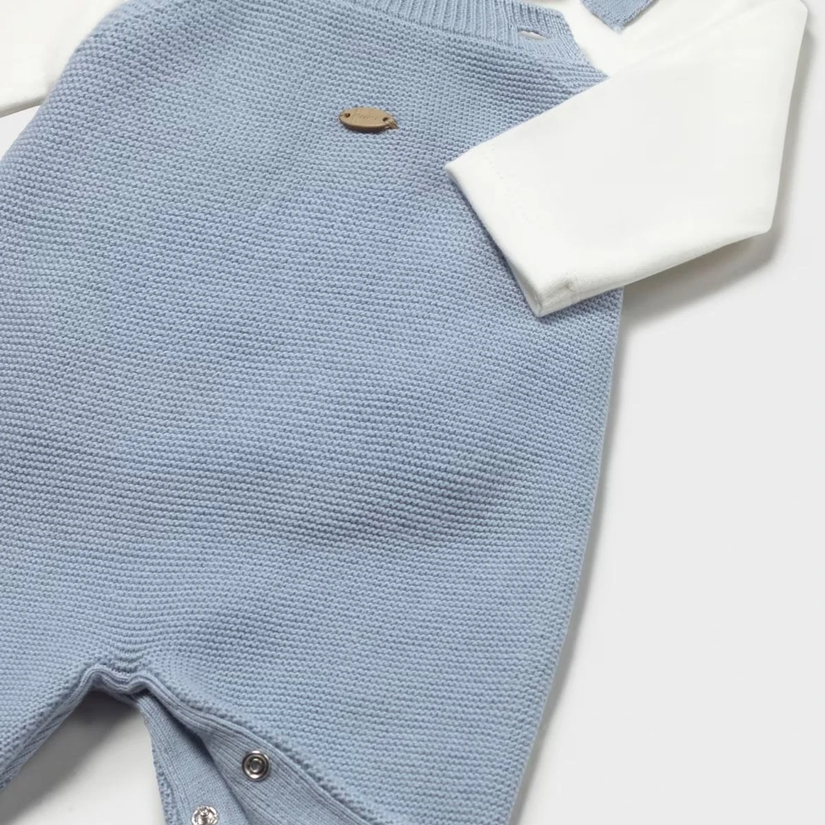 Sky Blue 3-Piece Knit Dungarees & Cardigan Set - Image 4