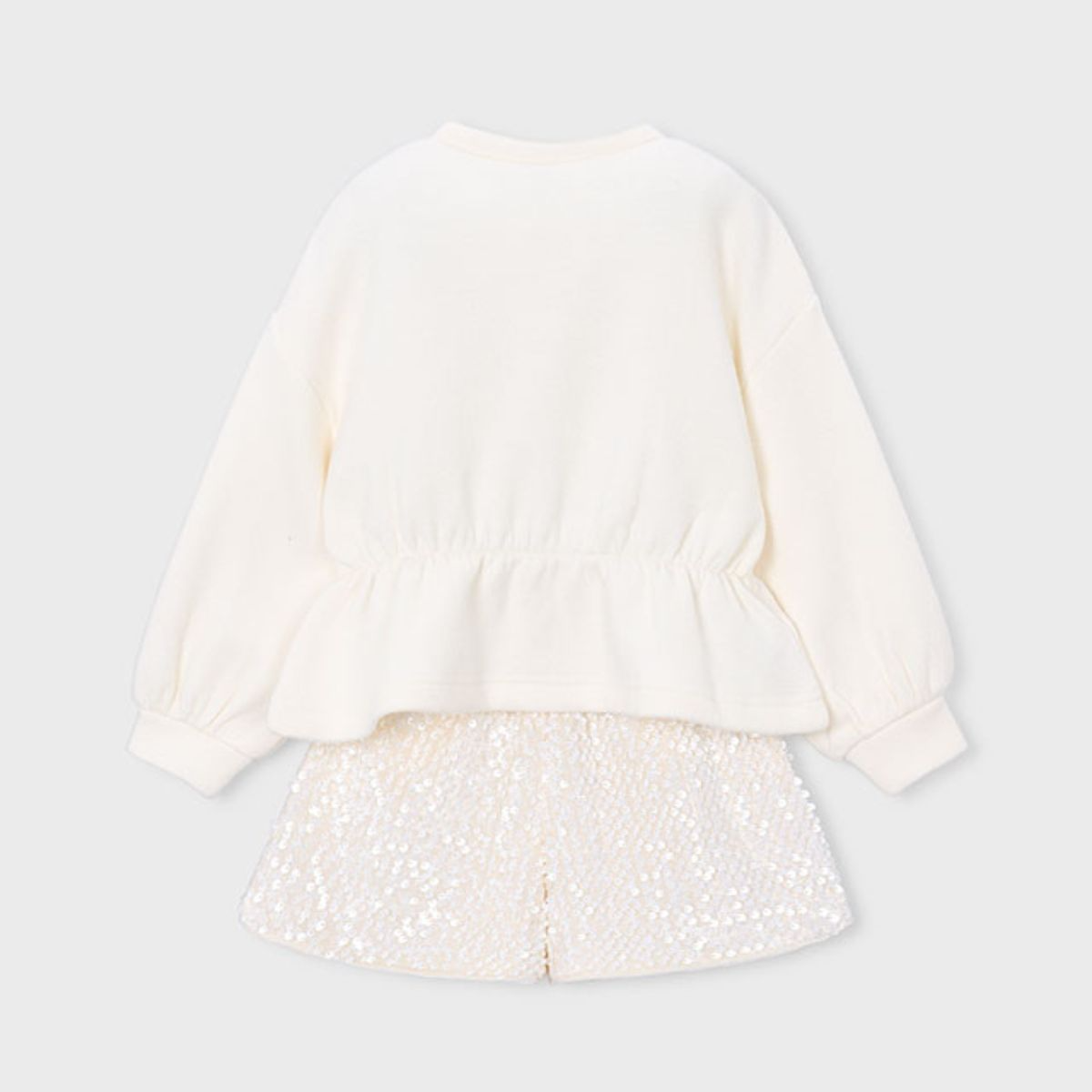 Off-White Sweatshirt & Sequinned Shorts Set - Image 2