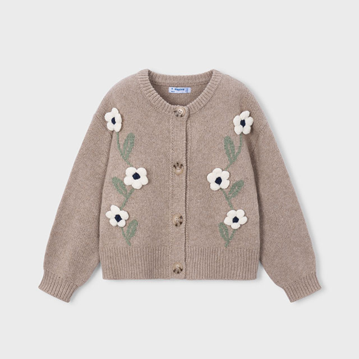 Floral Appliqué Knit Cardigan