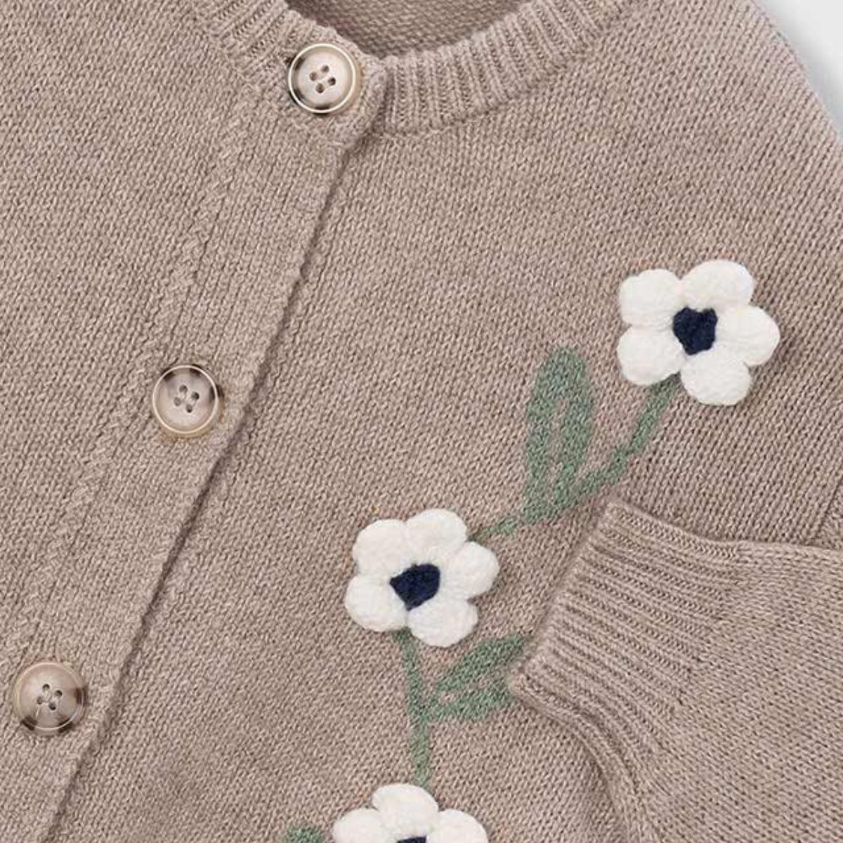 Floral Appliqué Knit Cardigan - Image 3