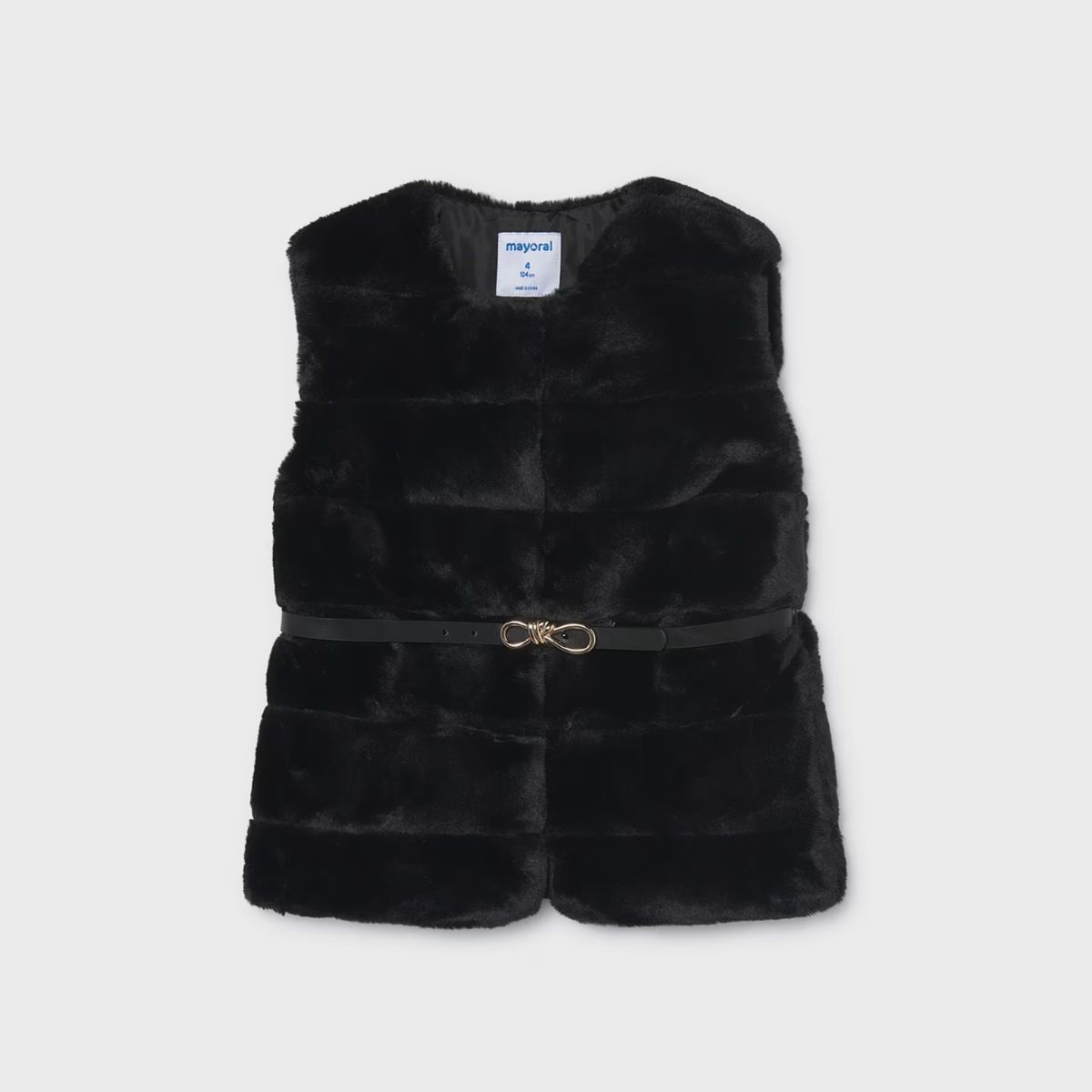 Black Belted Faux Fur Gilet