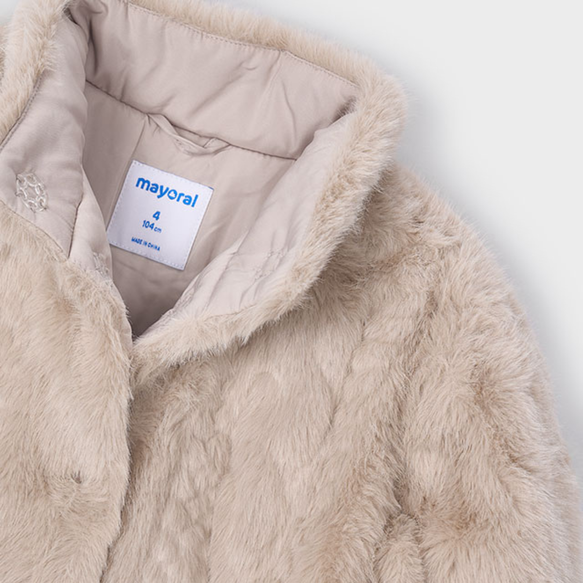 Beige Cable-Texture Faux Fur Coat - Image 3