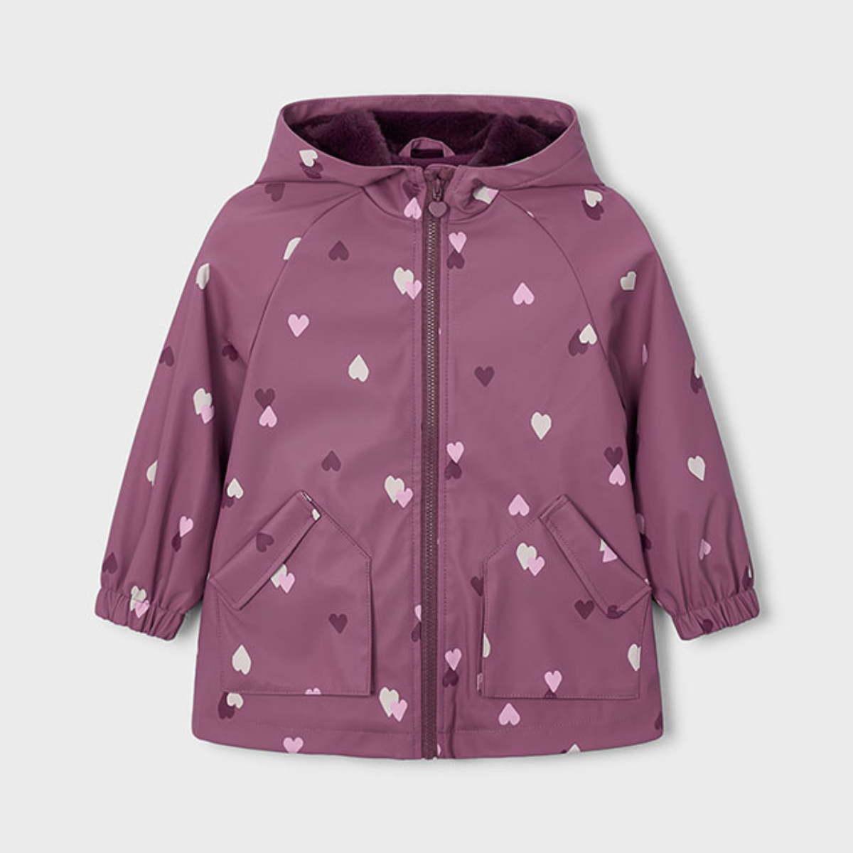 Heart Print Hooded Rain Jacket