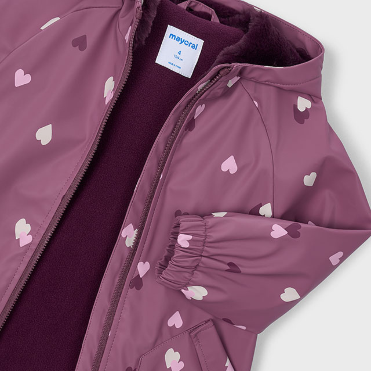 Heart Print Hooded Rain Jacket - Image 3