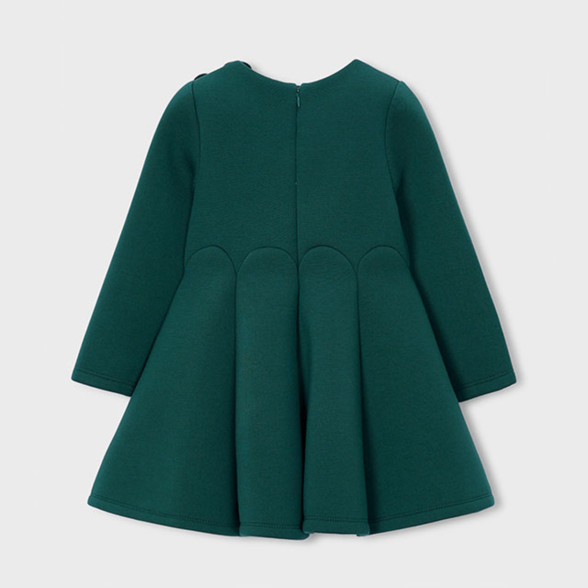Emerald Green Knit Dress with Flower Appliqués - Image 2