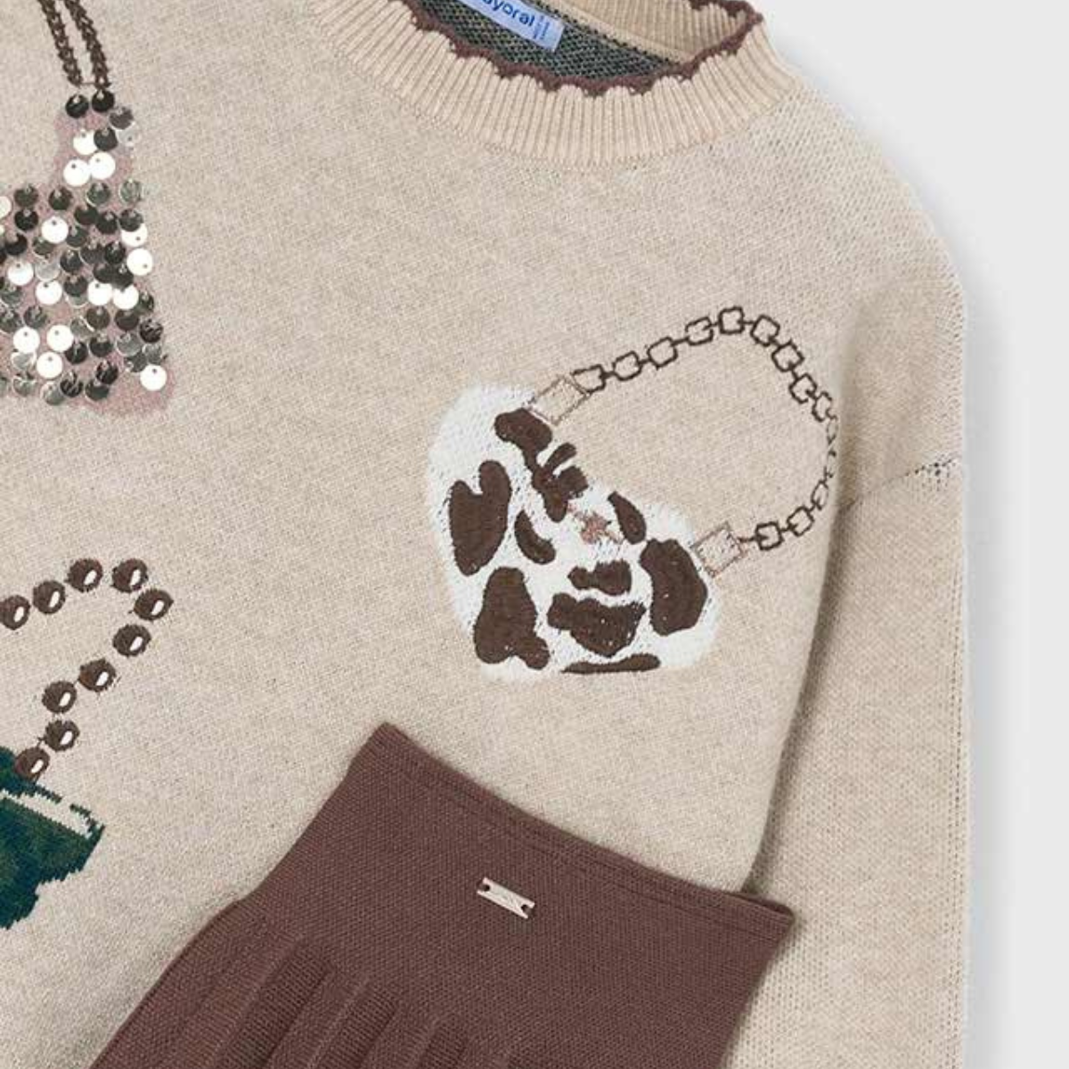 Chic Purse-Detail Sweater & Pleated Skirt Set - Image 3