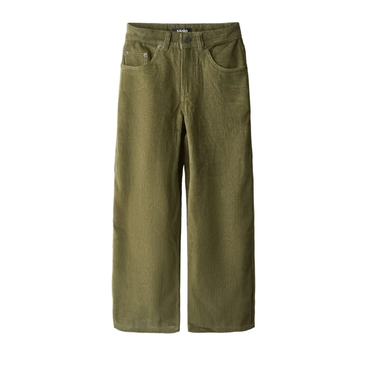 Olive Green Wide-Leg Corduroy Trousers