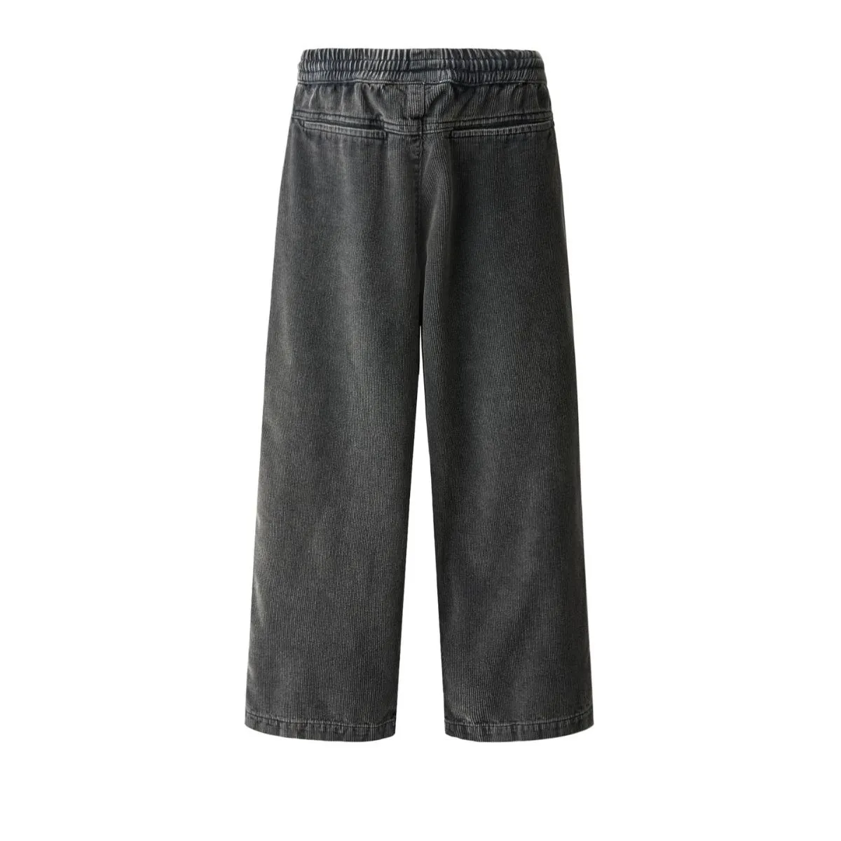 Faded Black Loose Fit Elasticated Corduroy Pants - Image 2