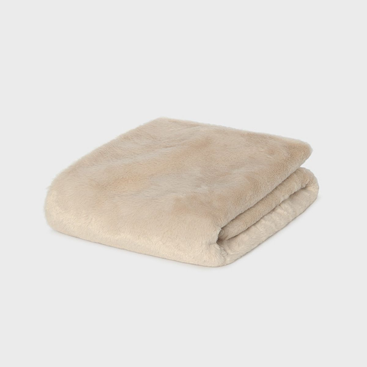 Beige Luxury Faux Fur Pom-Pom Baby Blanket