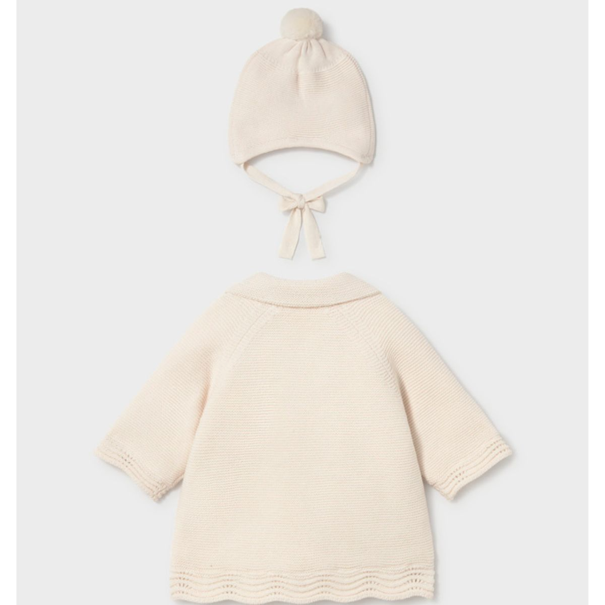 Cream Knitted Coat and Matching Hat Set - Image 2