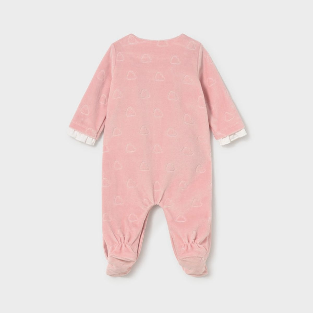Pink Baby Girls Velour Heart Sleepsuit - Image 2