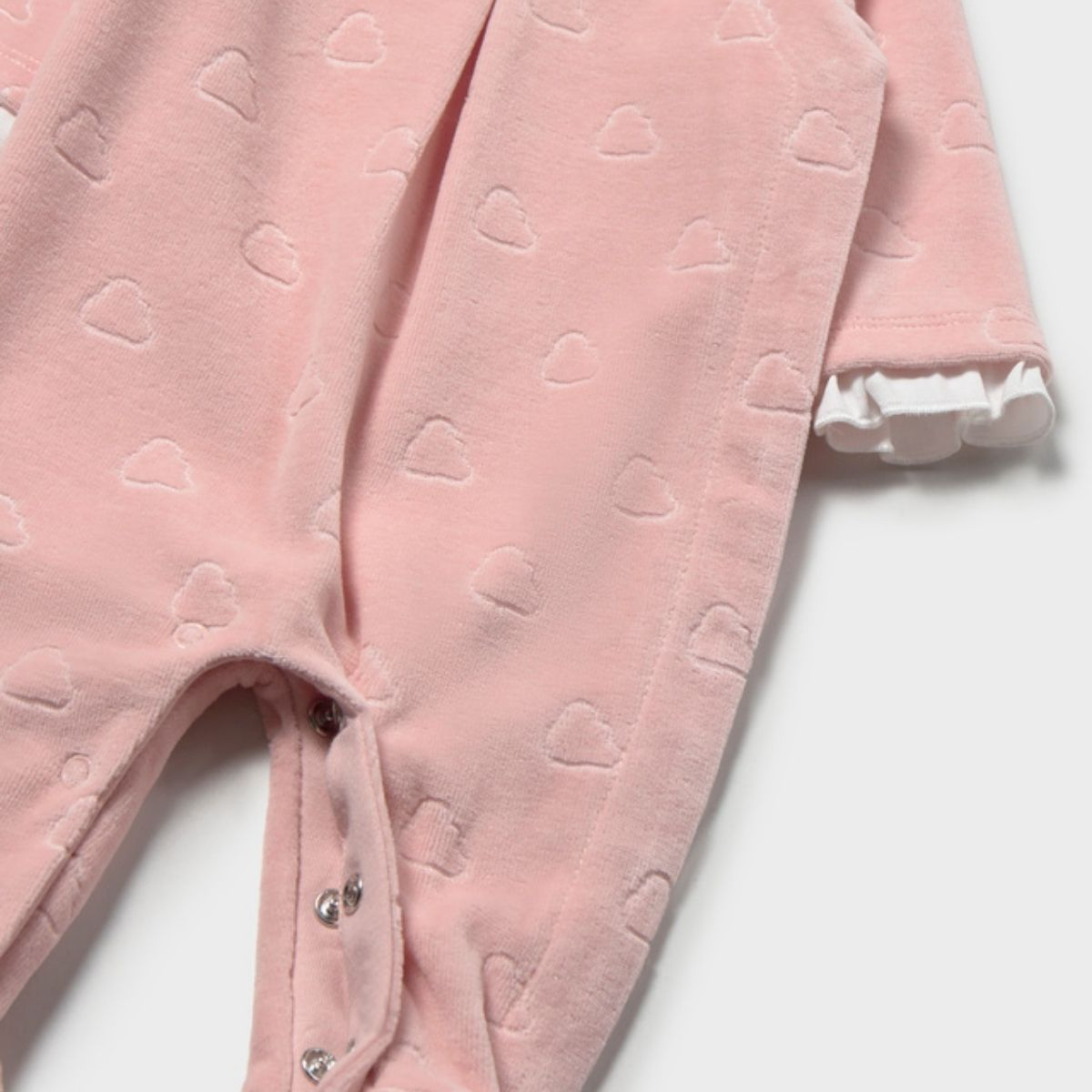Pink Baby Girls Velour Heart Sleepsuit - Image 3
