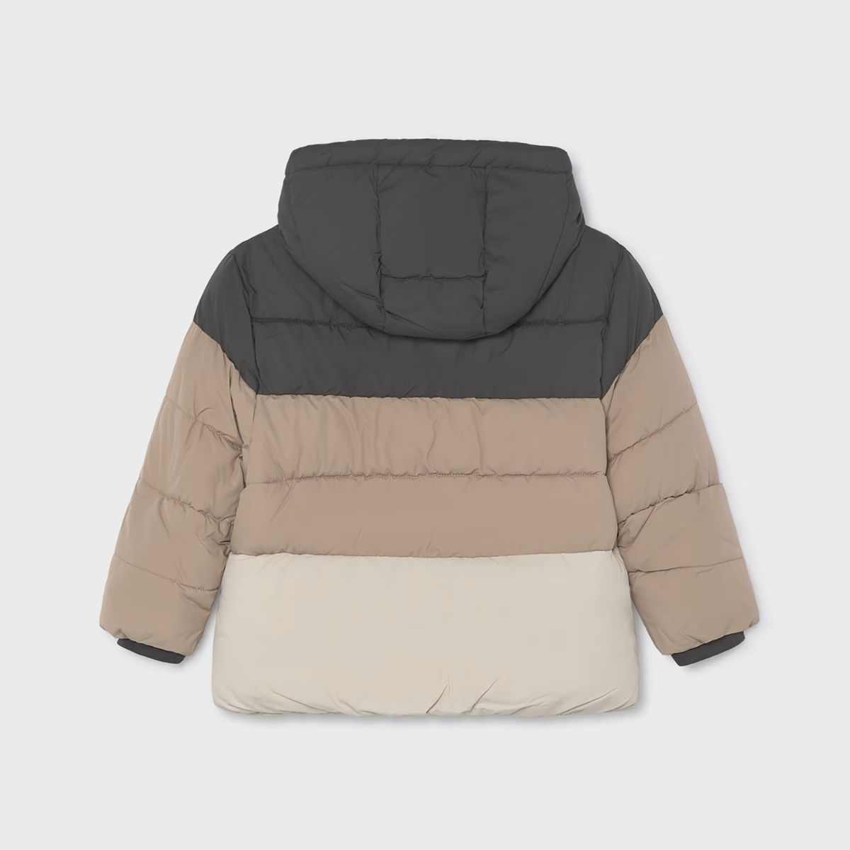 Slate & Earth Tones Colorblock Hooded Puffer Jacket - Image 2