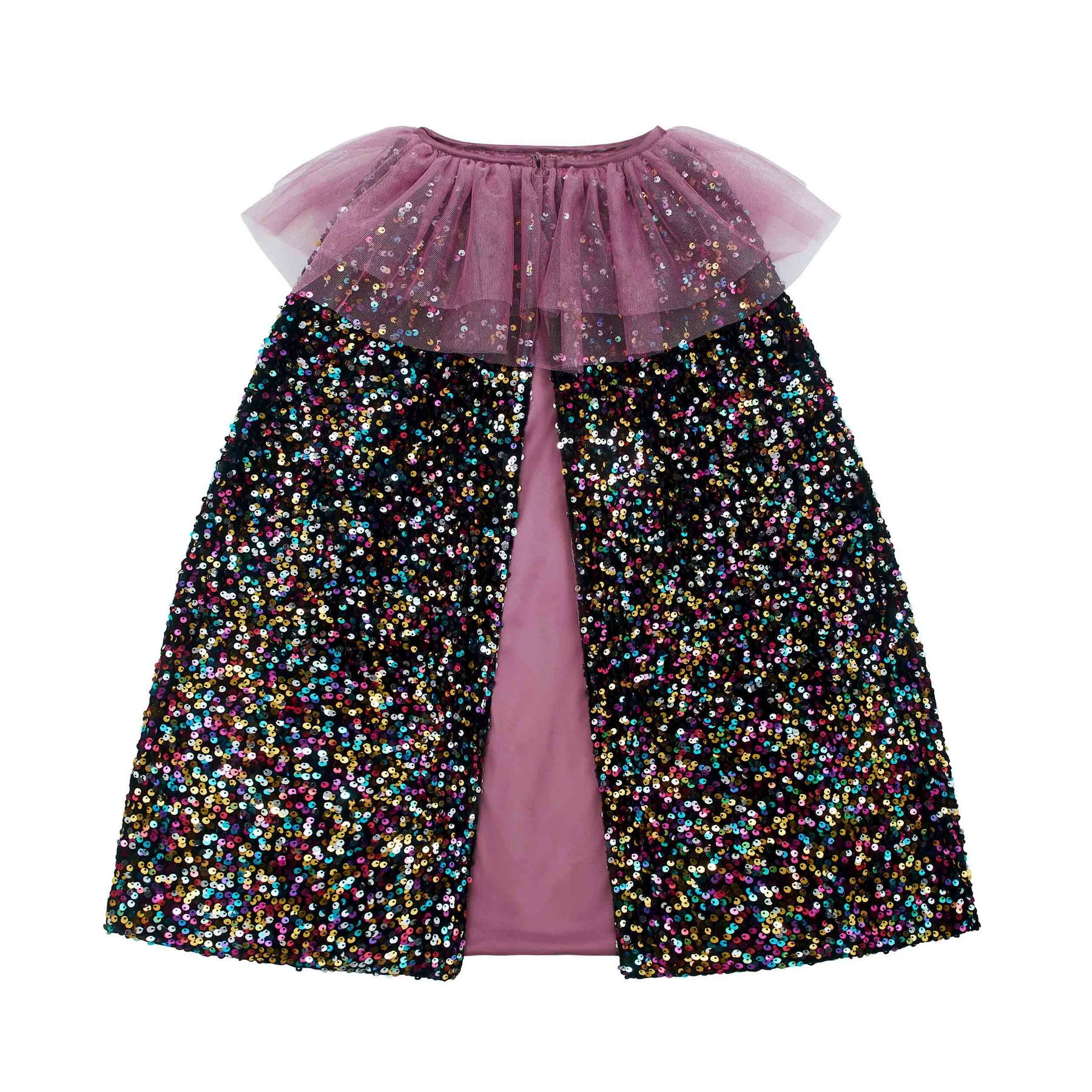 Ruffle dazzle sequin cape