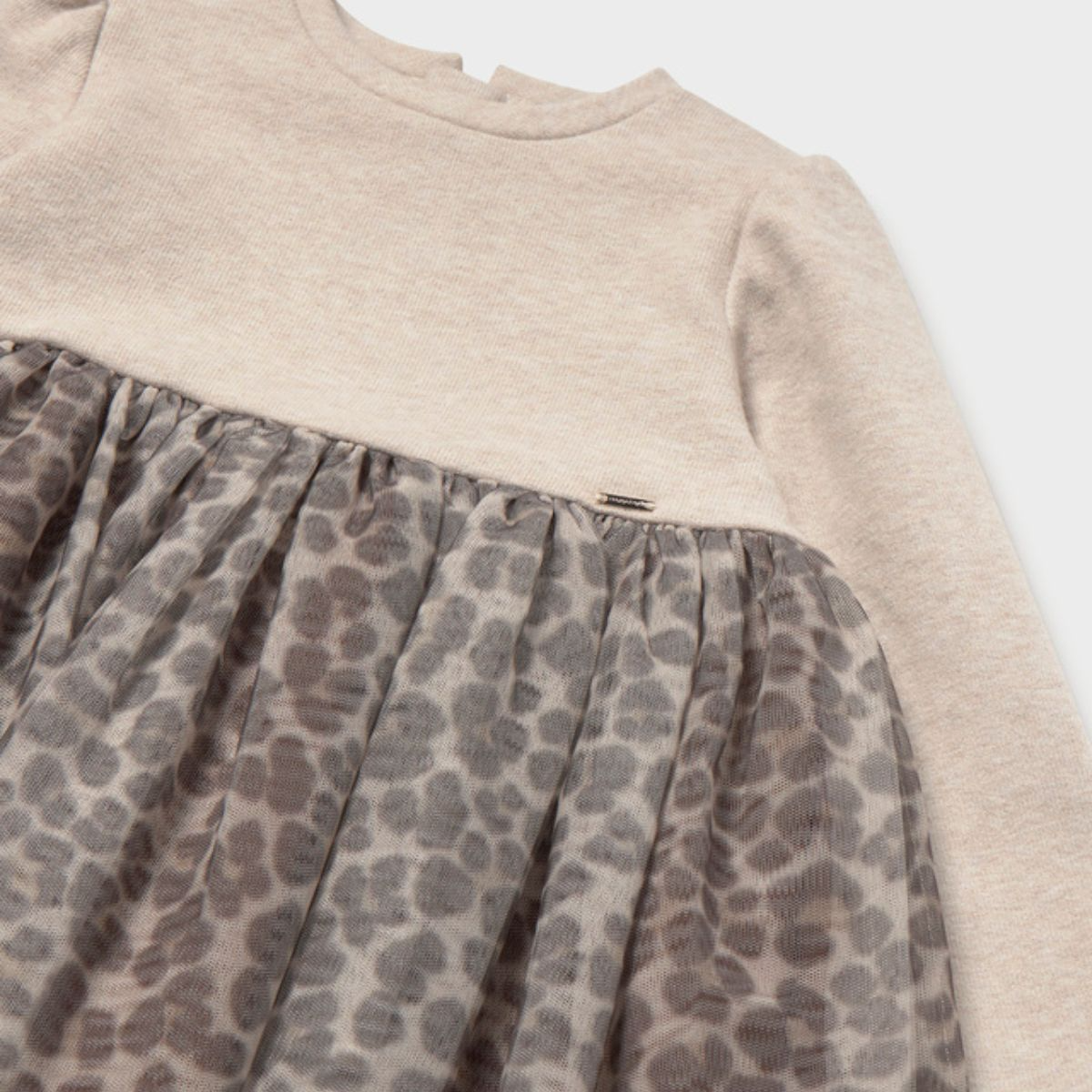 Long-Sleeve Leopard Print Tulle Dress - Image 3