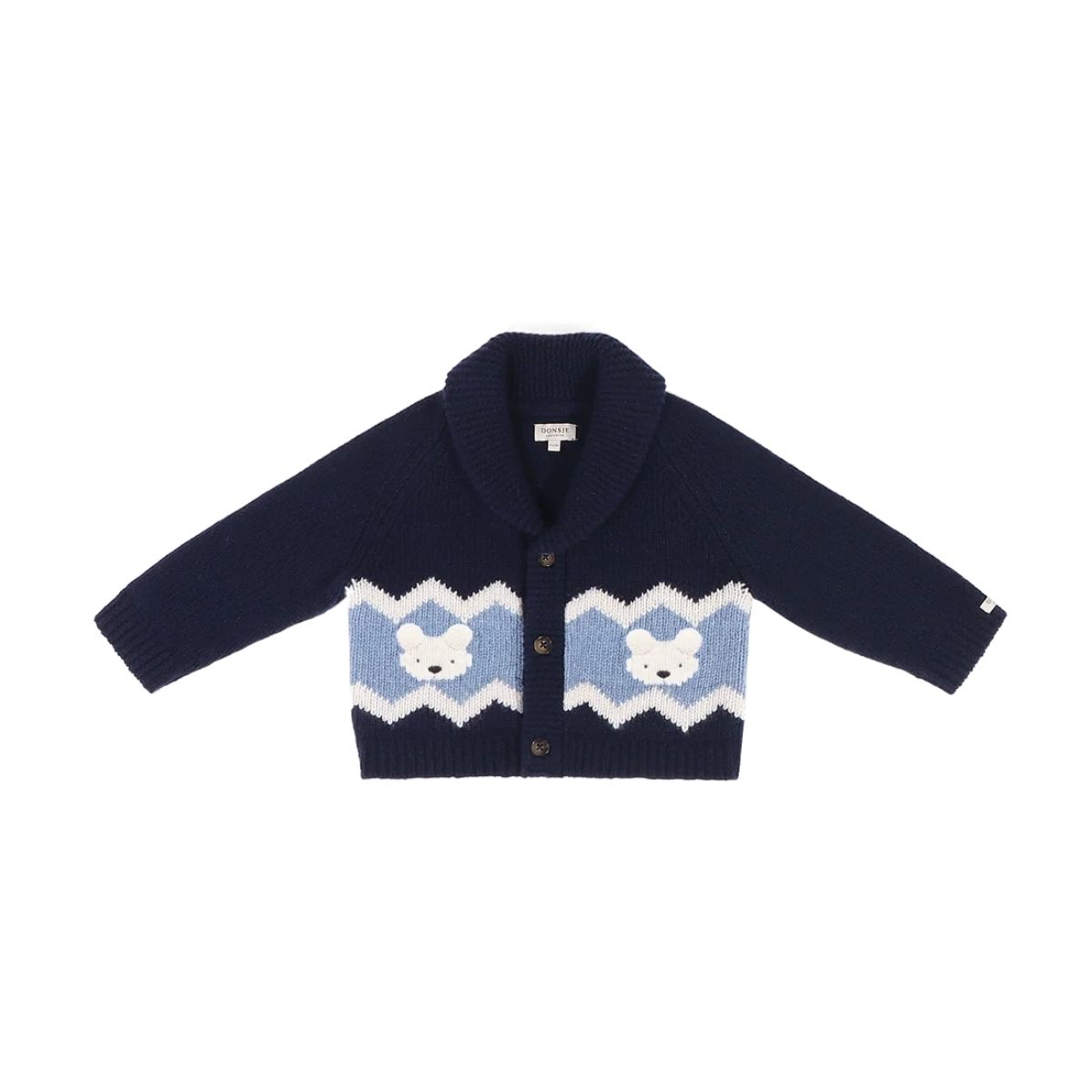 Navy Blue Teddy Bear Shawl Collar Cardigan