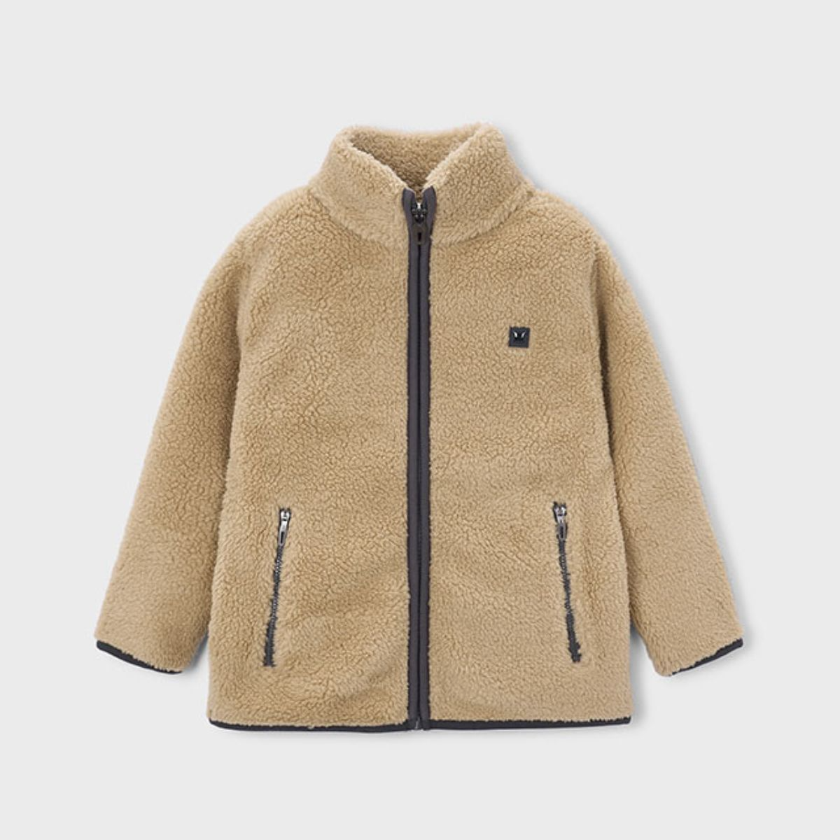 Teddy Fleece High-Neck Jacket with Contrast Trim