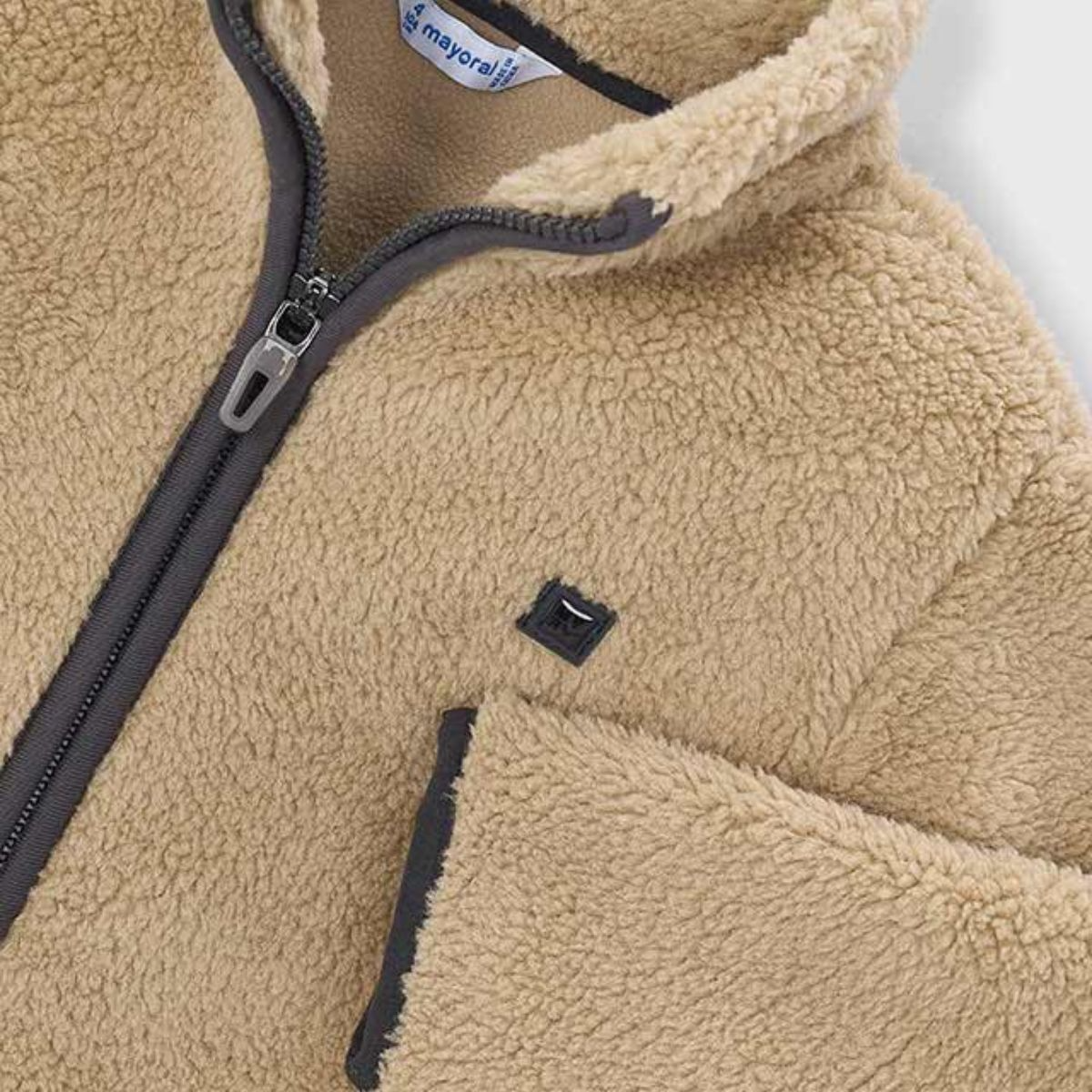Teddy Fleece High-Neck Jacket with Contrast Trim - Image 3