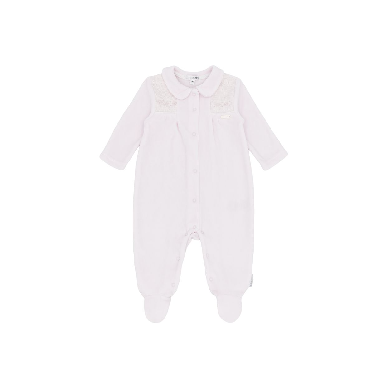 Girls Pink Smocked Velour All in One