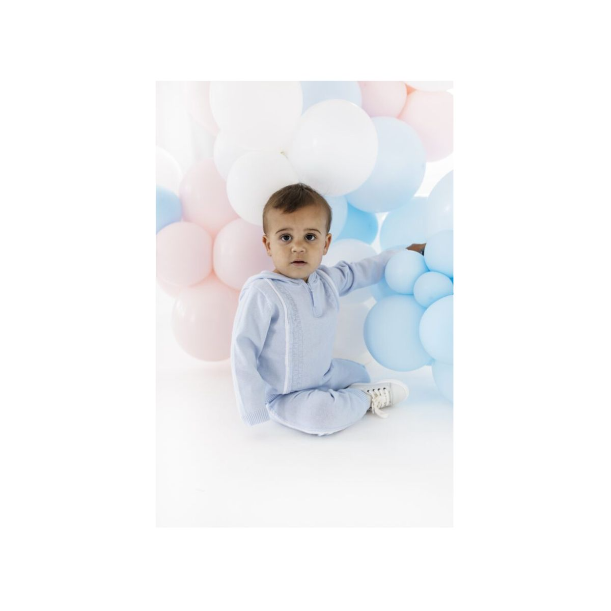 Boys Blue Knitted Hoodie Set - Image 2