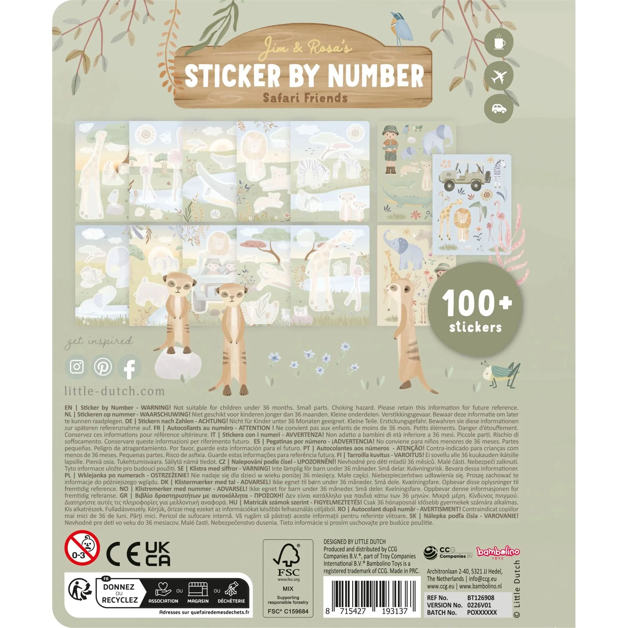 Safari Friends Sticker book by numbers - Rosa - Image 2