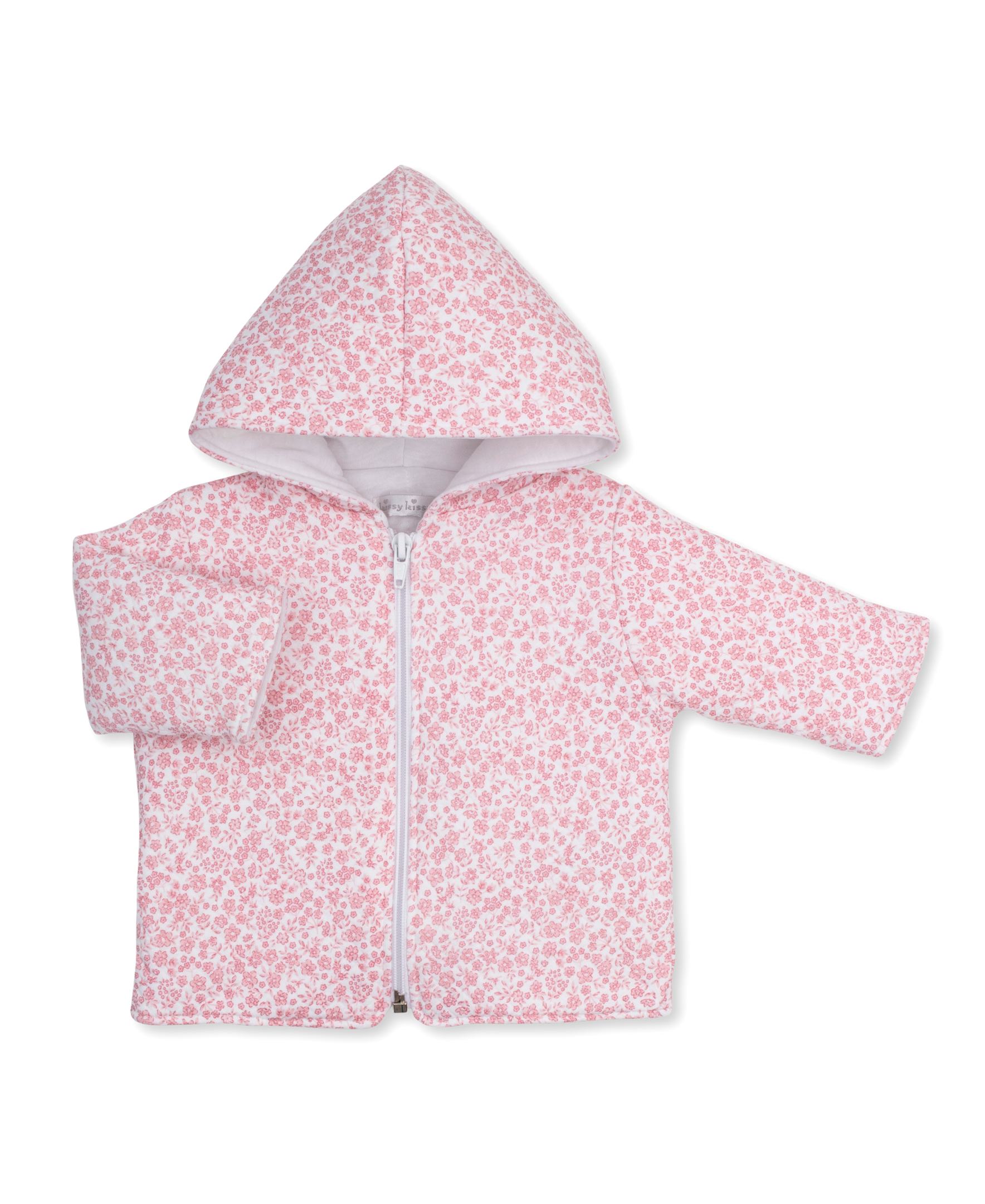Fall Blooms Pink Padded Jacquard Zip Jacket