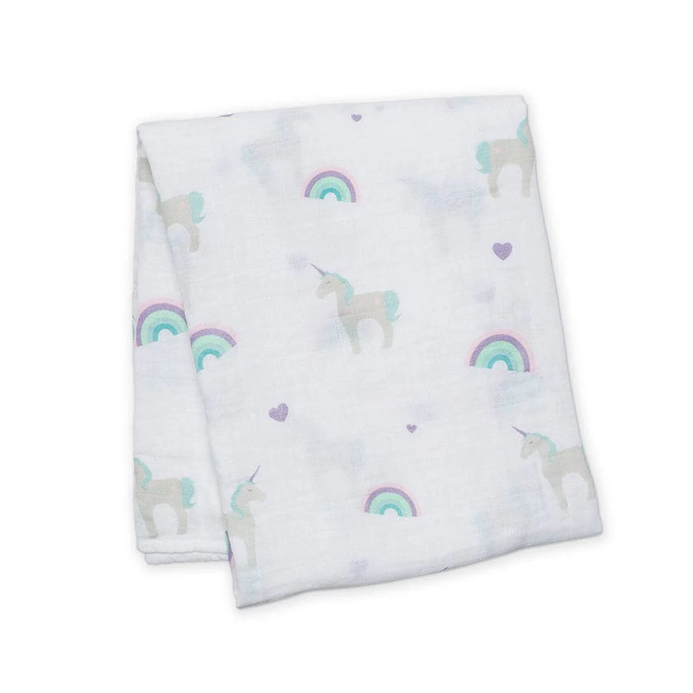Rainbows and Unicorns Cotton Muslin Swaddle XL - Image 2