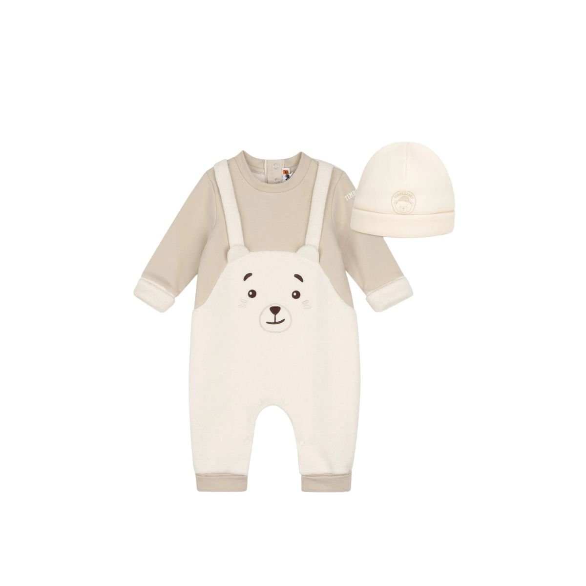 Bear-Motif Beanie Hat and Babywear Set
