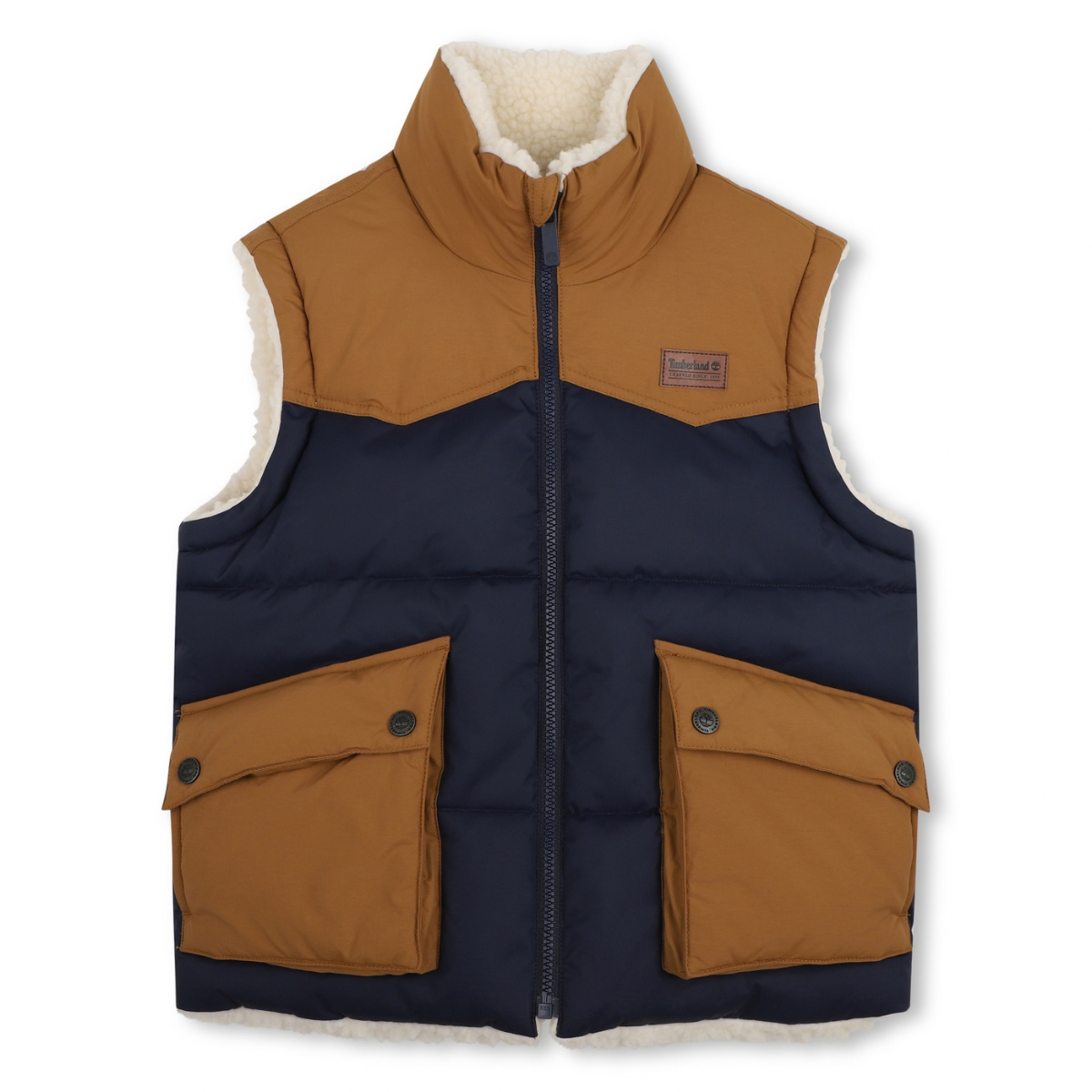 Boys Blue Reversible Gilet With Sherpa Fleece