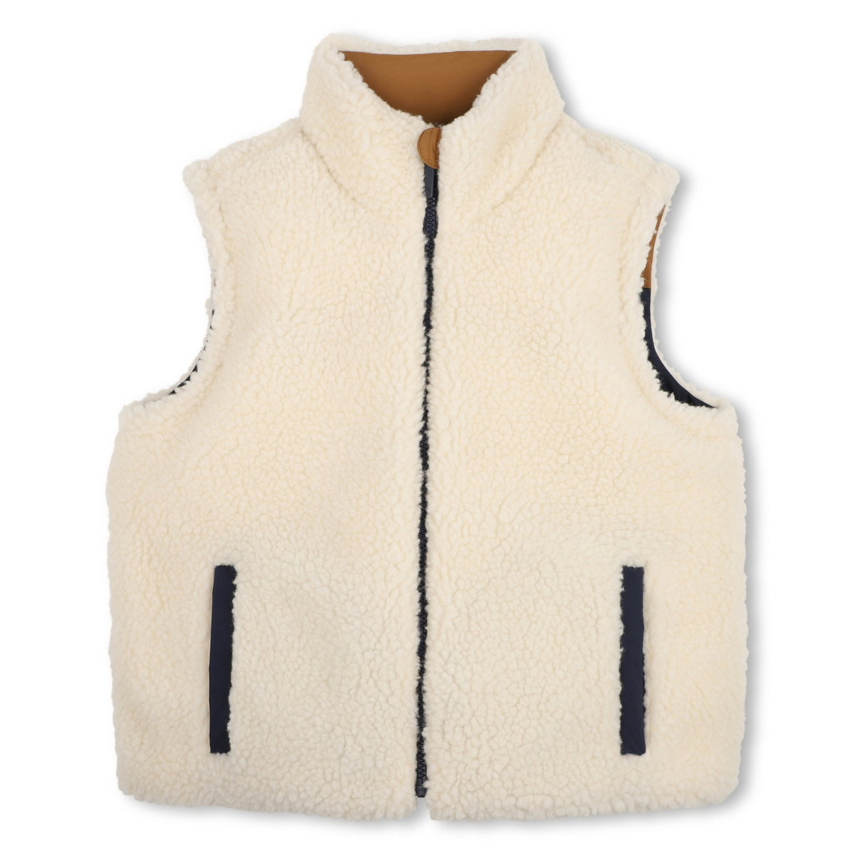 Boys Blue Reversible Gilet With Sherpa Fleece - Image 2