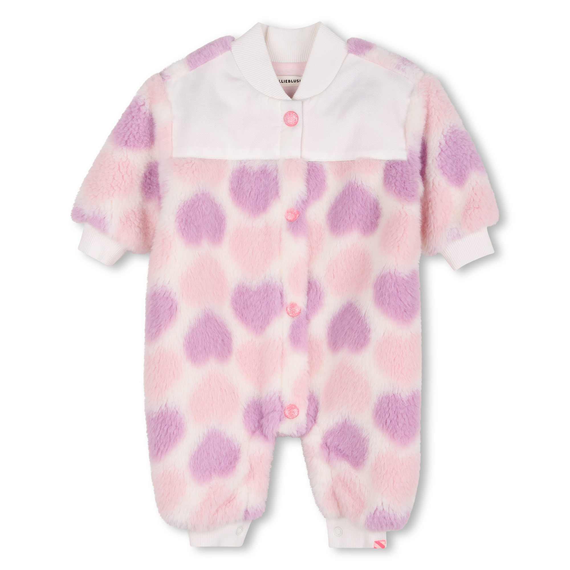 Girls Pink & Purple Heart Faux-Fur Romper