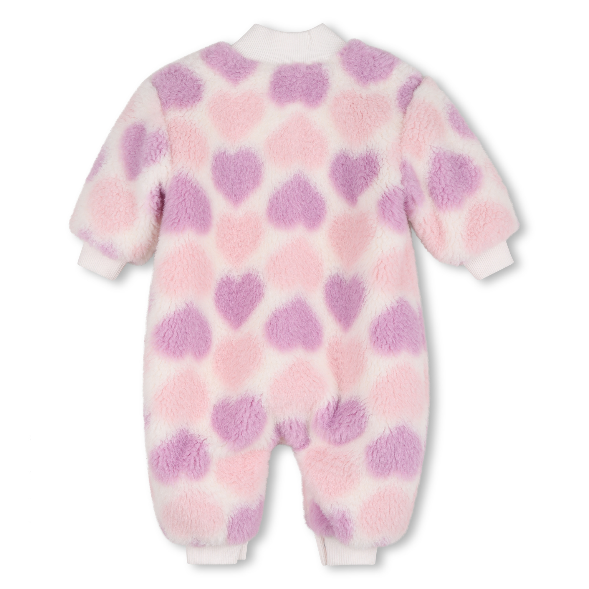 Girls Pink & Purple Heart Faux-Fur Romper - Image 2