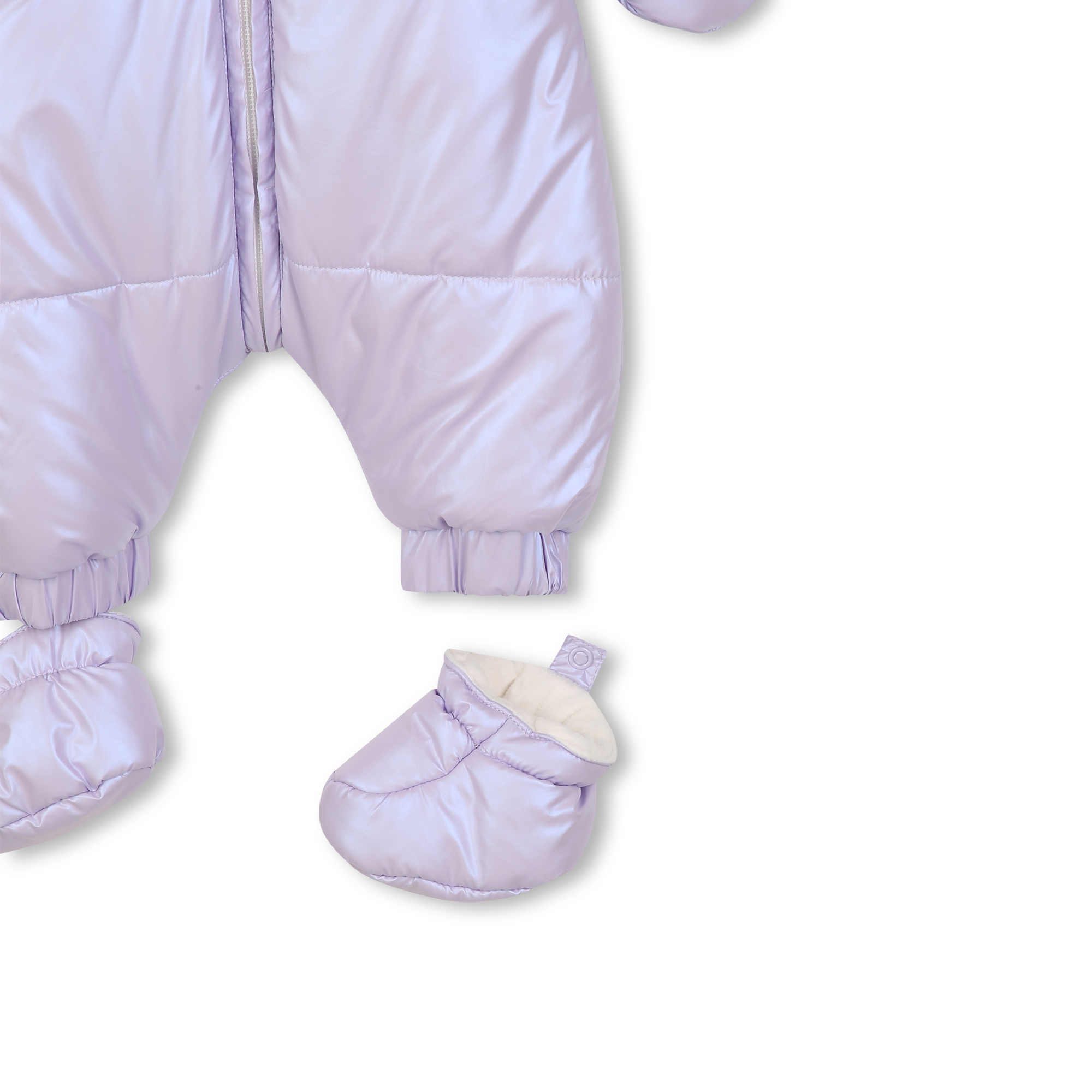 Lilac Iridescent Hooded Snowsuit with Bear Ears - Image 3