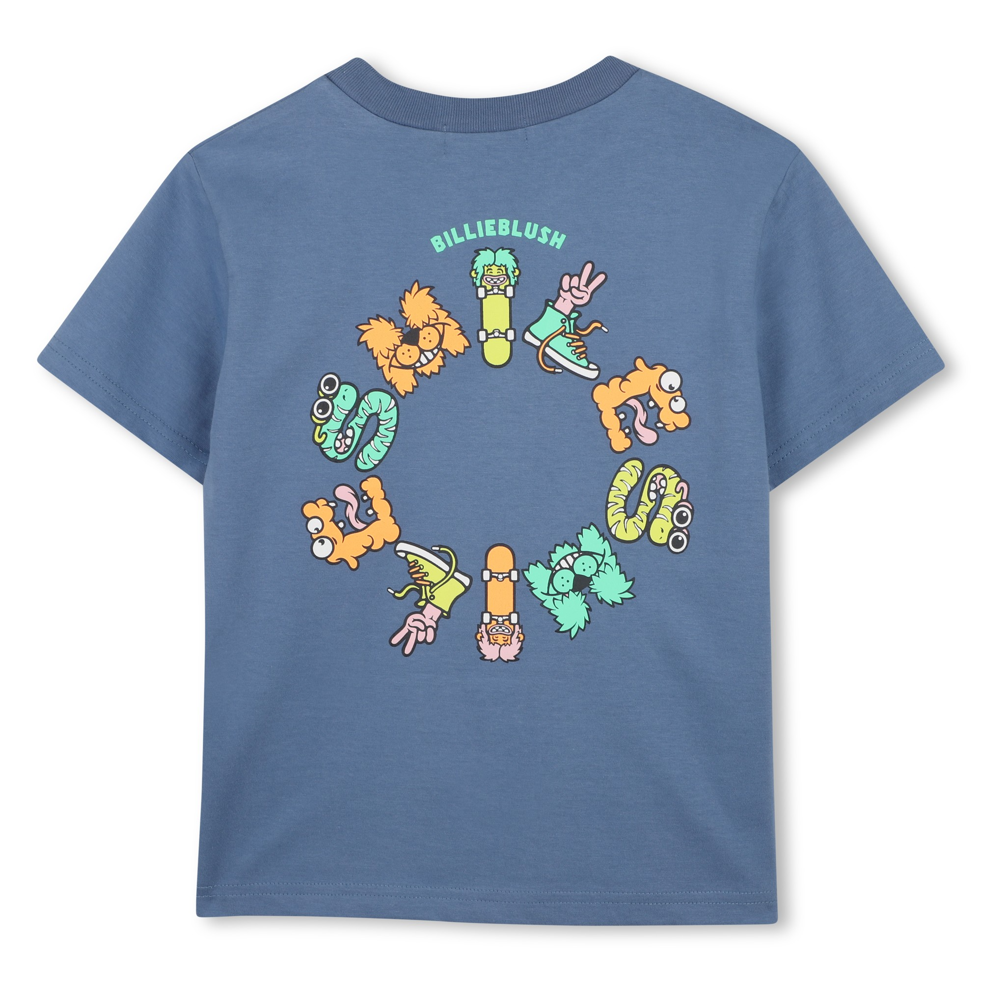 Blue Skateboard Monster Graphic T-Shirt - Image 2