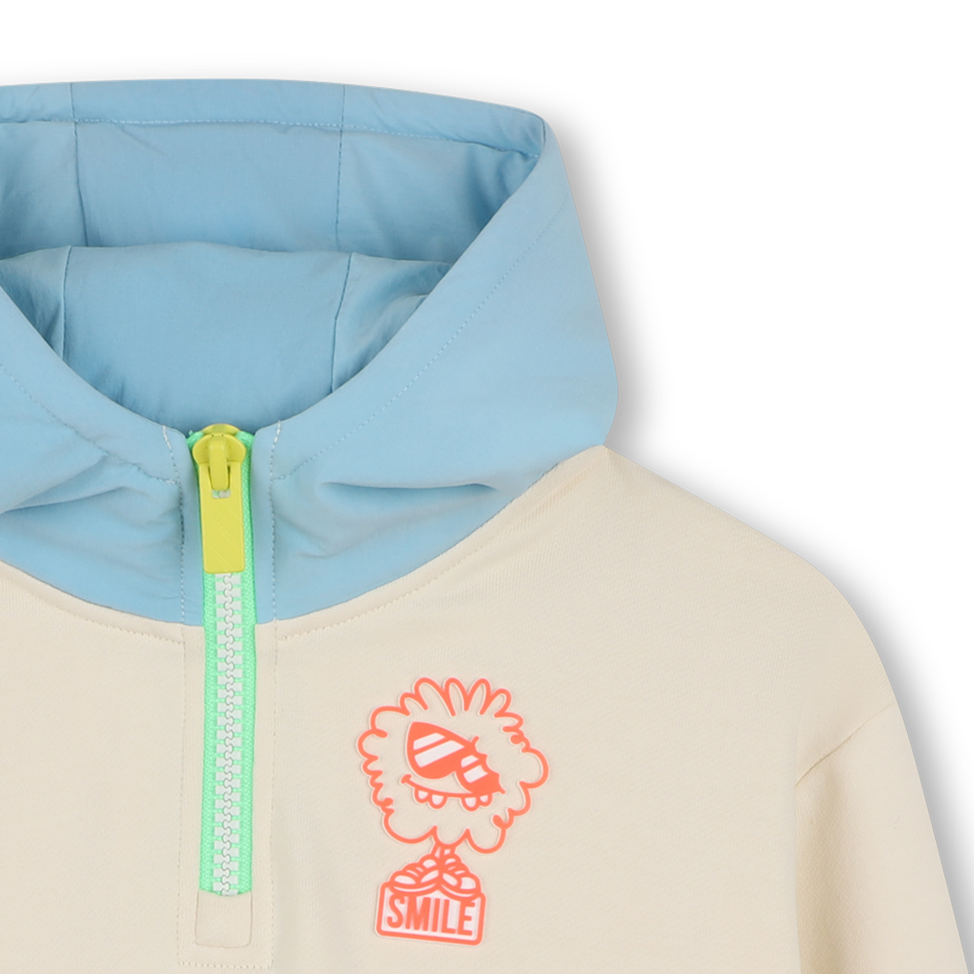 Cream & Blue Colorblock Half-Zip Hoodie - Image 3