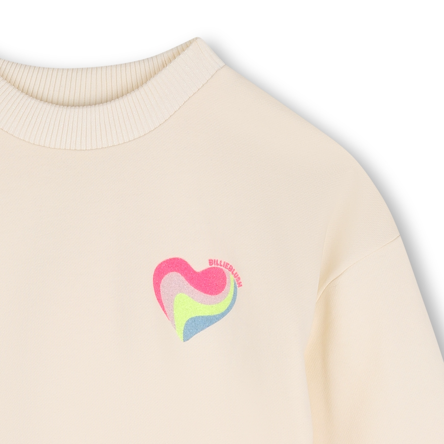 Girls Pastel Heart Sweat Dress with Neon Rainbow Tutu Hem - Image 3