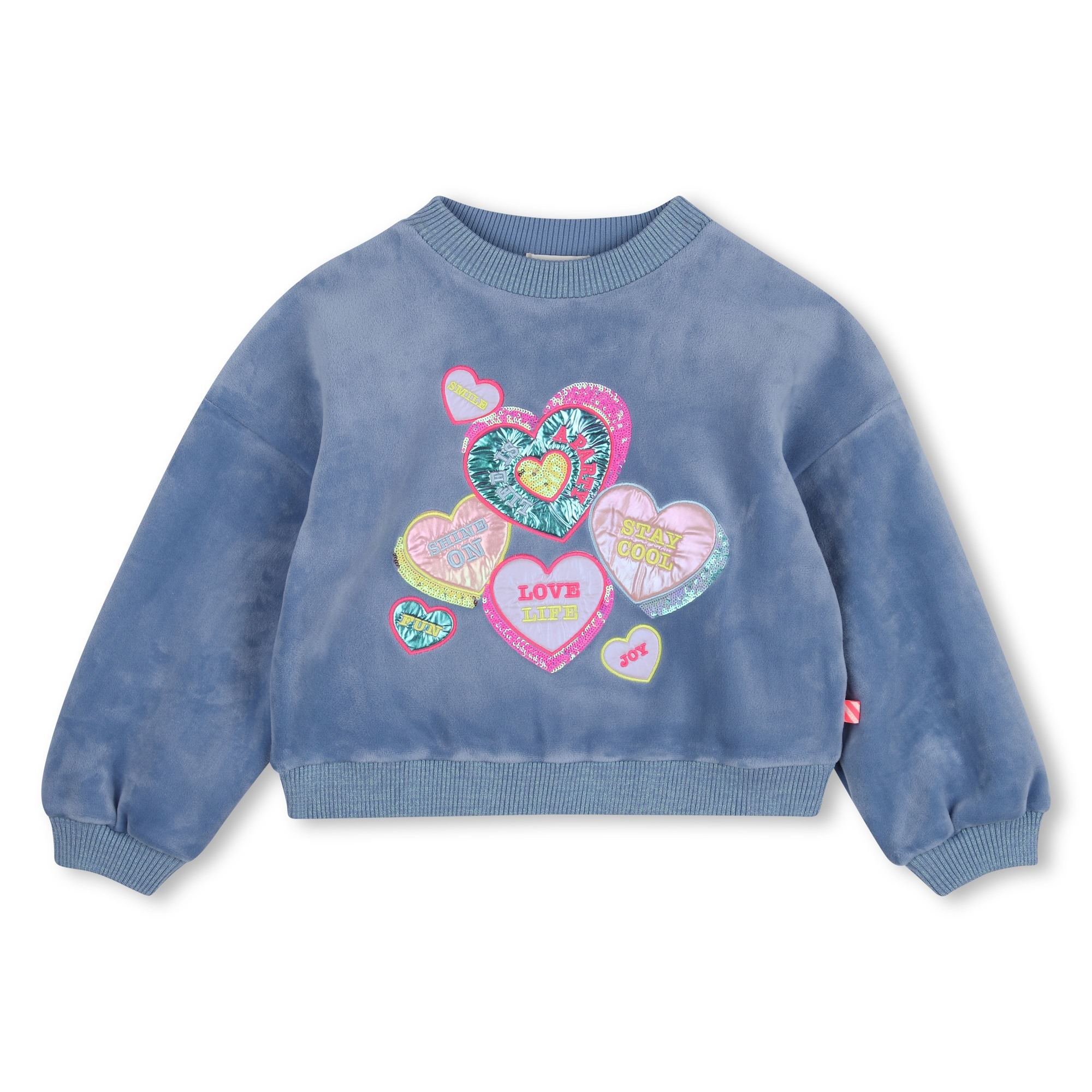 Soft Velour 'Love Life' Heart Motif Pullover
